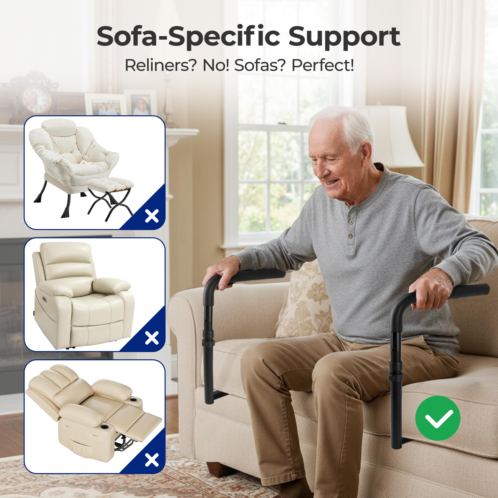 NIMOOD L1 Stand Assist for Couch, Mobility Aids for Chair, Elderly Assistance Products for Elderly, Disabled, Senior Essentials Adjustable Safety Grab Bar for Sit to Stand, Disability Aids, Couch Cane thumbnail 2