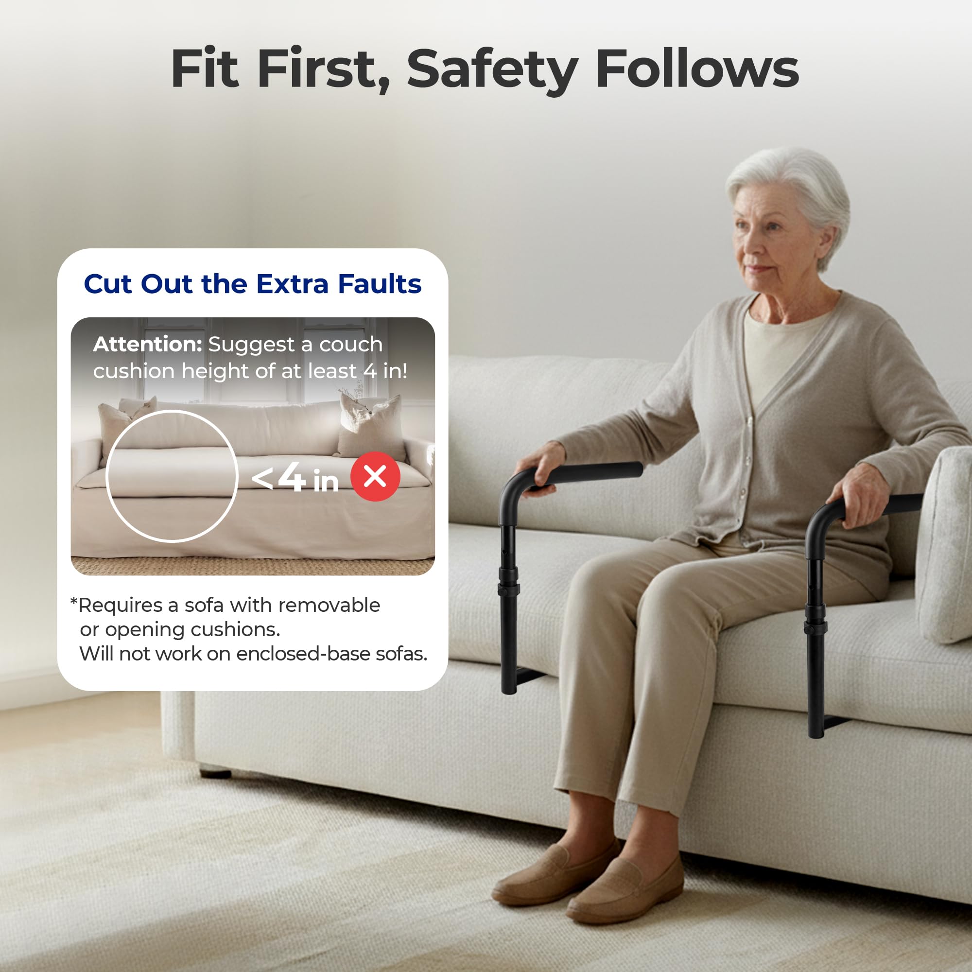 NIMOOD L1 Stand Assist for Couch, Mobility Aids for Chair, Elderly Assistance Products for Elderly, Disabled, Senior Essentials Adjustable Safety Grab Bar for Sit to Stand, Disability Aids, Couch Cane thumbnail 4