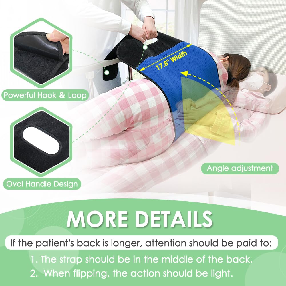 Patient Turning Device Transfer Belts For Lifting Seniors Medical Sling For Bedridden Elderly To Change Diaper Mobility Daily Living Assis Aids Nursing Sling With Handles For Bed Positioning (Blue) thumbnail 5