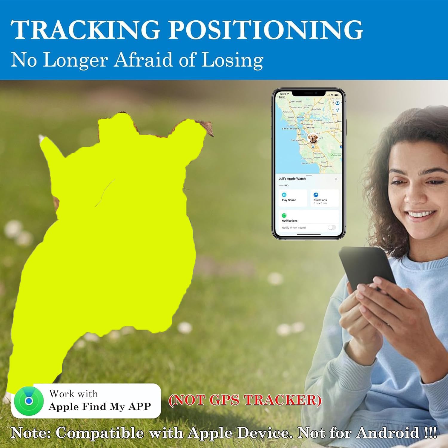 Pet Tracker for Dogs, Dog Tracker Smart Pet Location Tracker with Holder, Smart Item Finder, MFi Certificated Dog Tracking Device, No Monthly Fee, Works with Find My(iOS Only) thumbnail 2