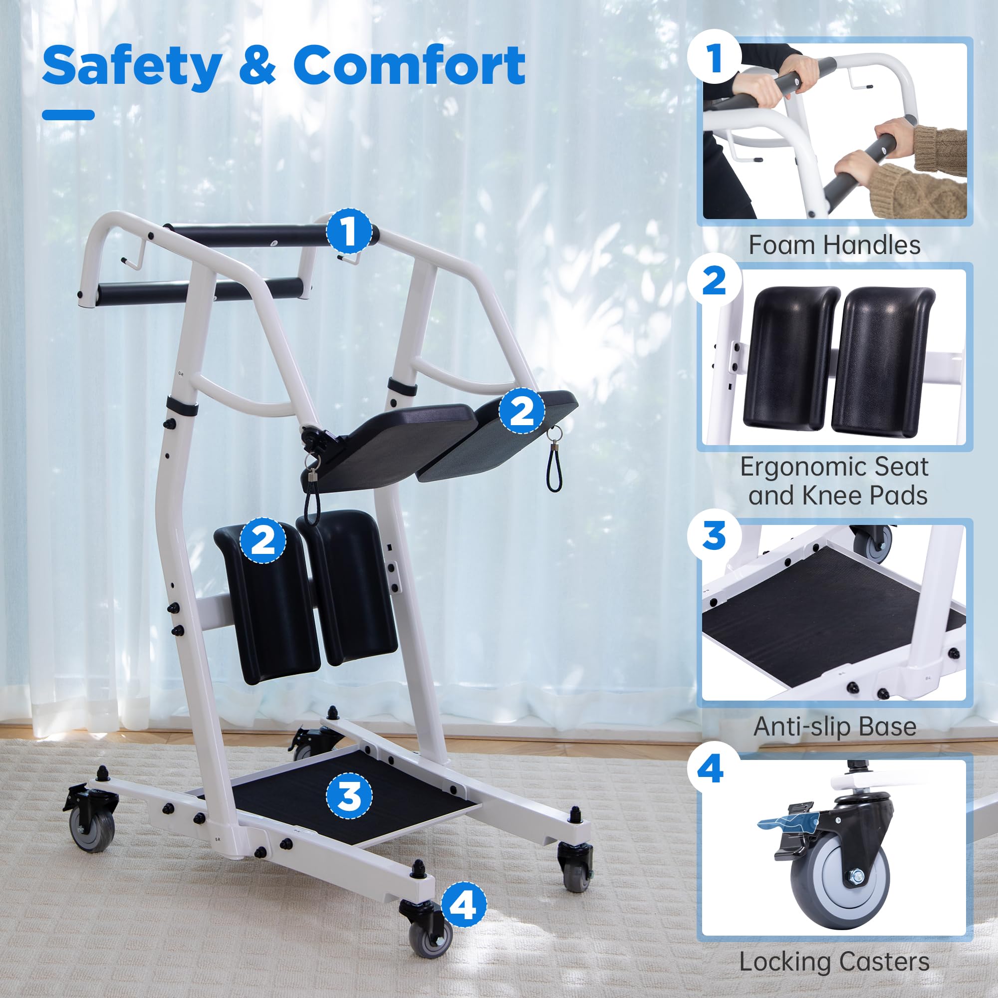 PIDOSO Sit to Stand Lift, Stand Assist Lift for Elderly, Patient Transfer Assist Devices with Belt for Home Care Use, 400 lbs Capacity thumbnail 4
