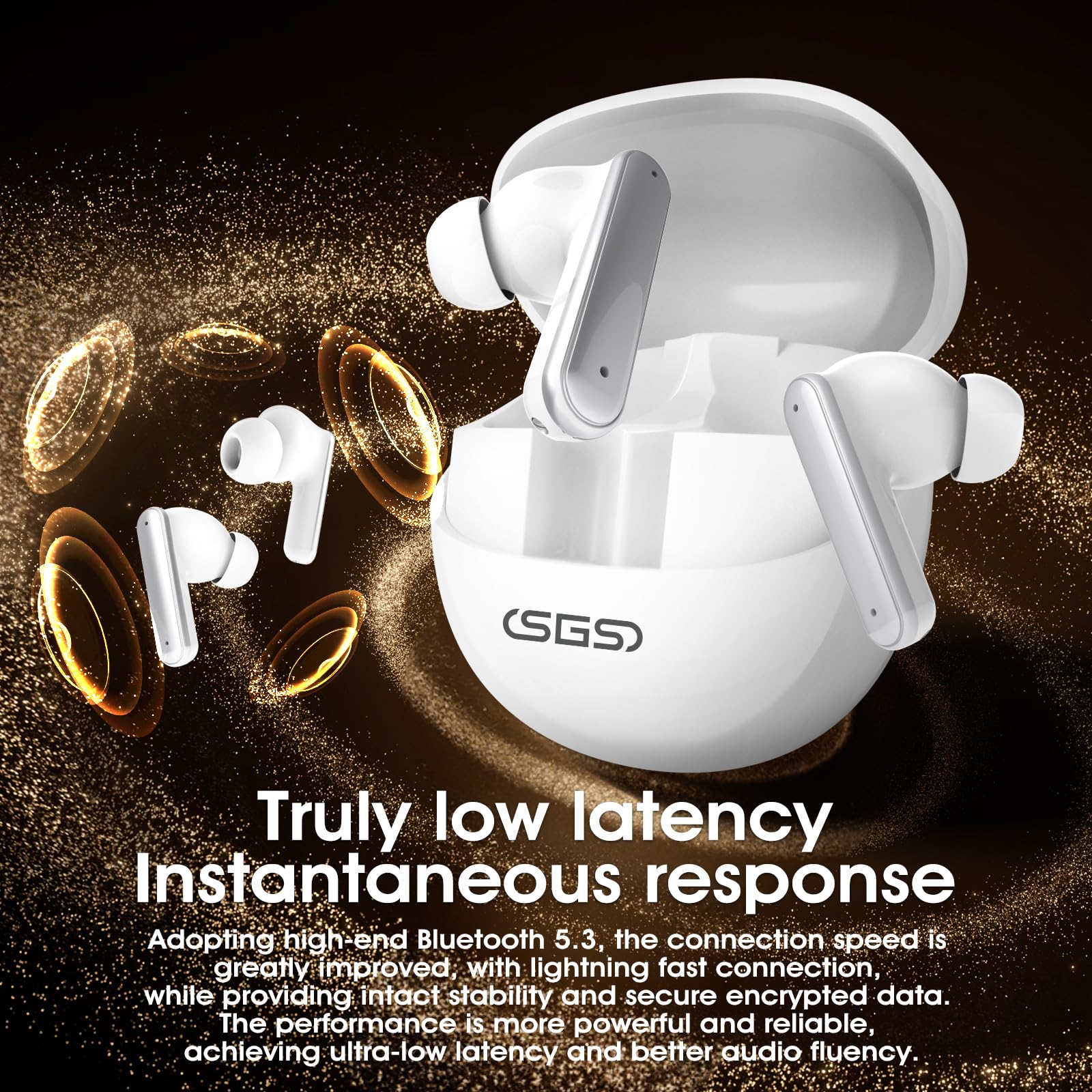 SIMIFLY Hybrid Active Noise Cancelling Wireless Earbuds, Noise Cancelling in Ear Headphones for Crystal-Clear Calls &amp; Music, 50H Playtime for Office/Running/Workout (Pearl) thumbnail 4