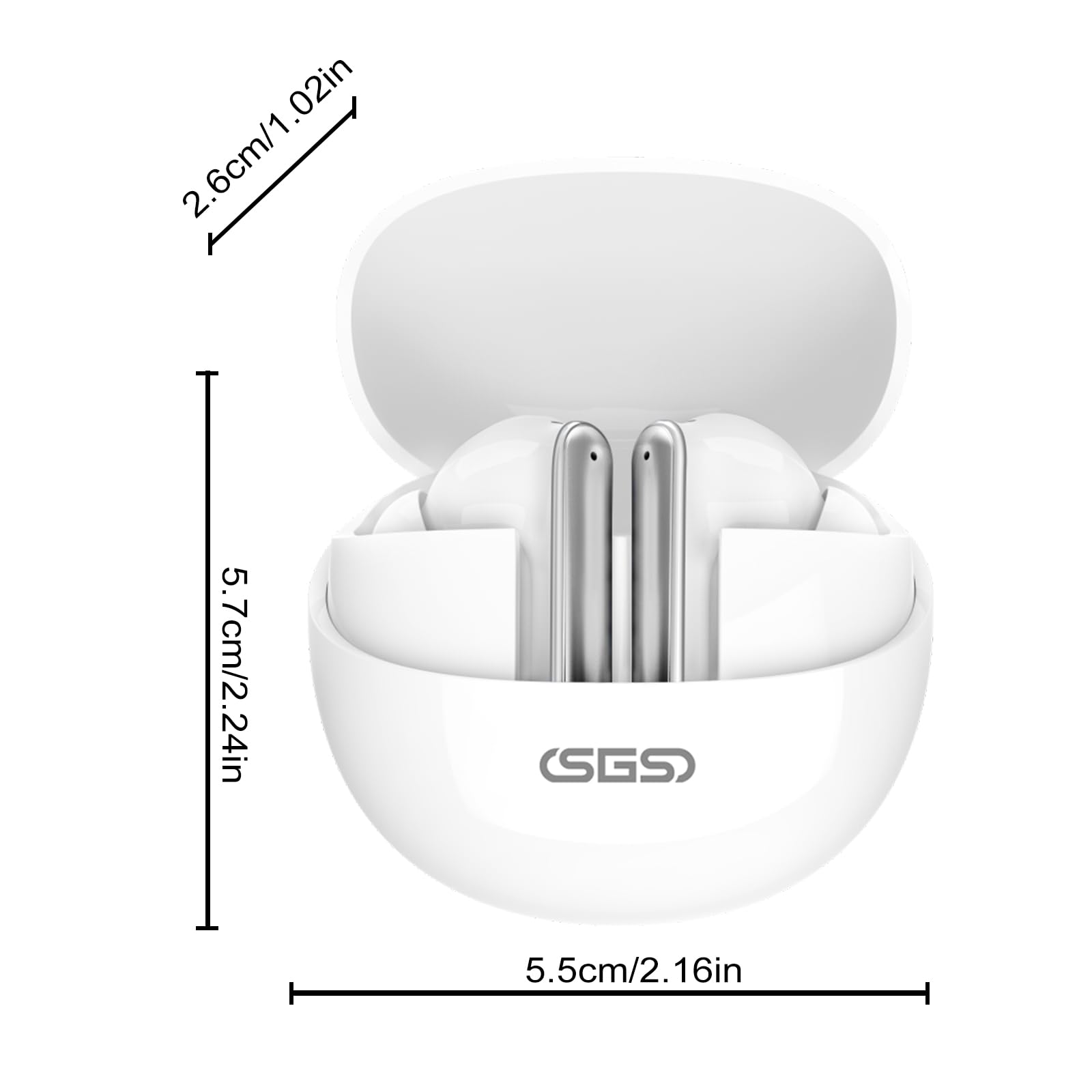 SIMIFLY Wireless Earbuds, ENC Noise Cancelling Ear Buds with Bass Stereo Sound, 50H Playtime for Sports &amp; Working, Bluetooth 5.3 Headphones (White) thumbnail 2