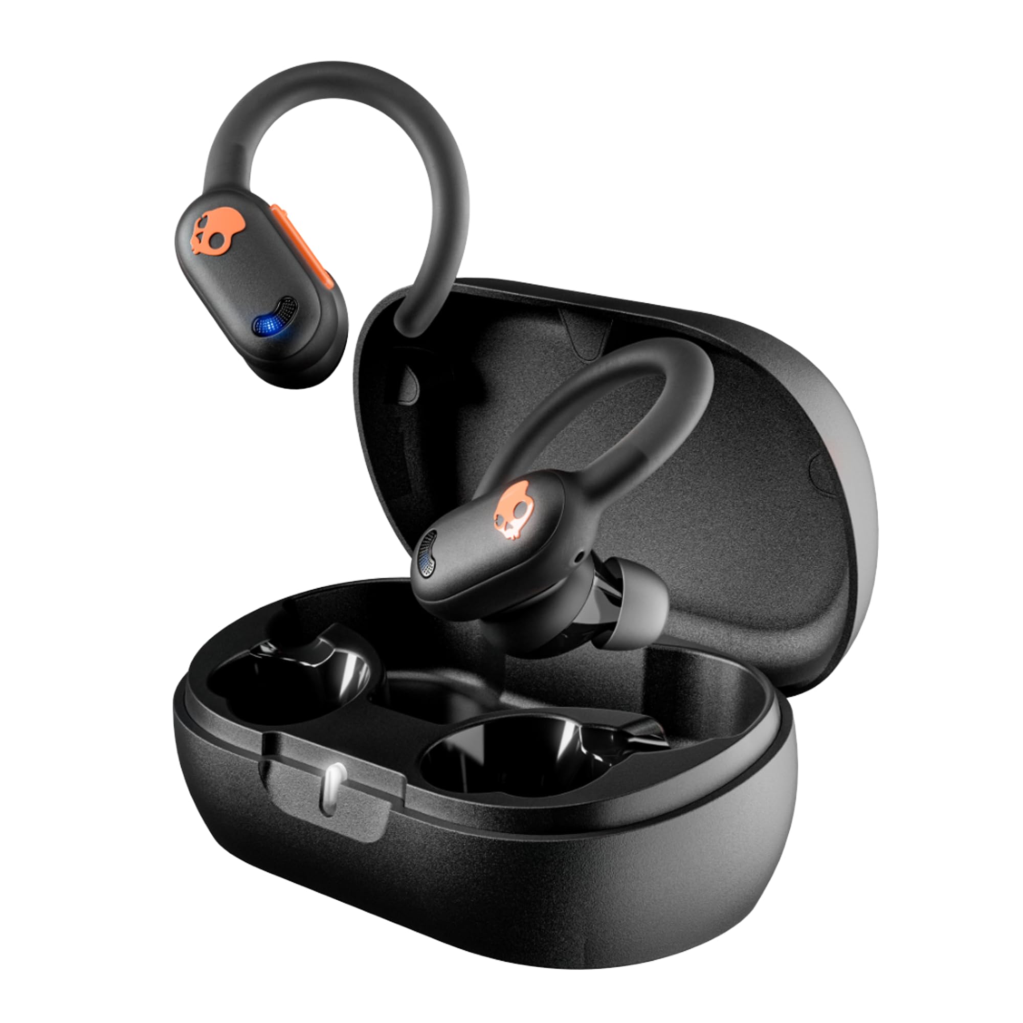 Skullcandy Push ANC Active Wireless Earbuds, Bluetooth Headphones, Noise Cancelling, 58 Hours Battery, Secure-Fit Over-Ear Hanger, Sweat and Waterproof, Microphone for iPhone Android - Black/Orange thumbnail 2