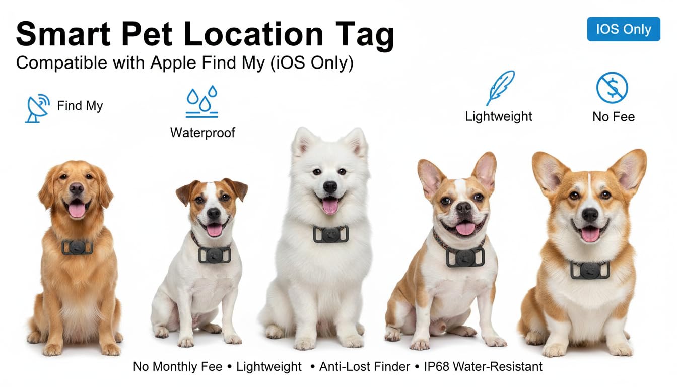 Smart Pet Location Tag with Holder – No Monthly Fee, Compatible with Apple Find My (iOS Only), Lightweight Anti-Lost Locator for Pets, Bags, and Personal Items thumbnail 2