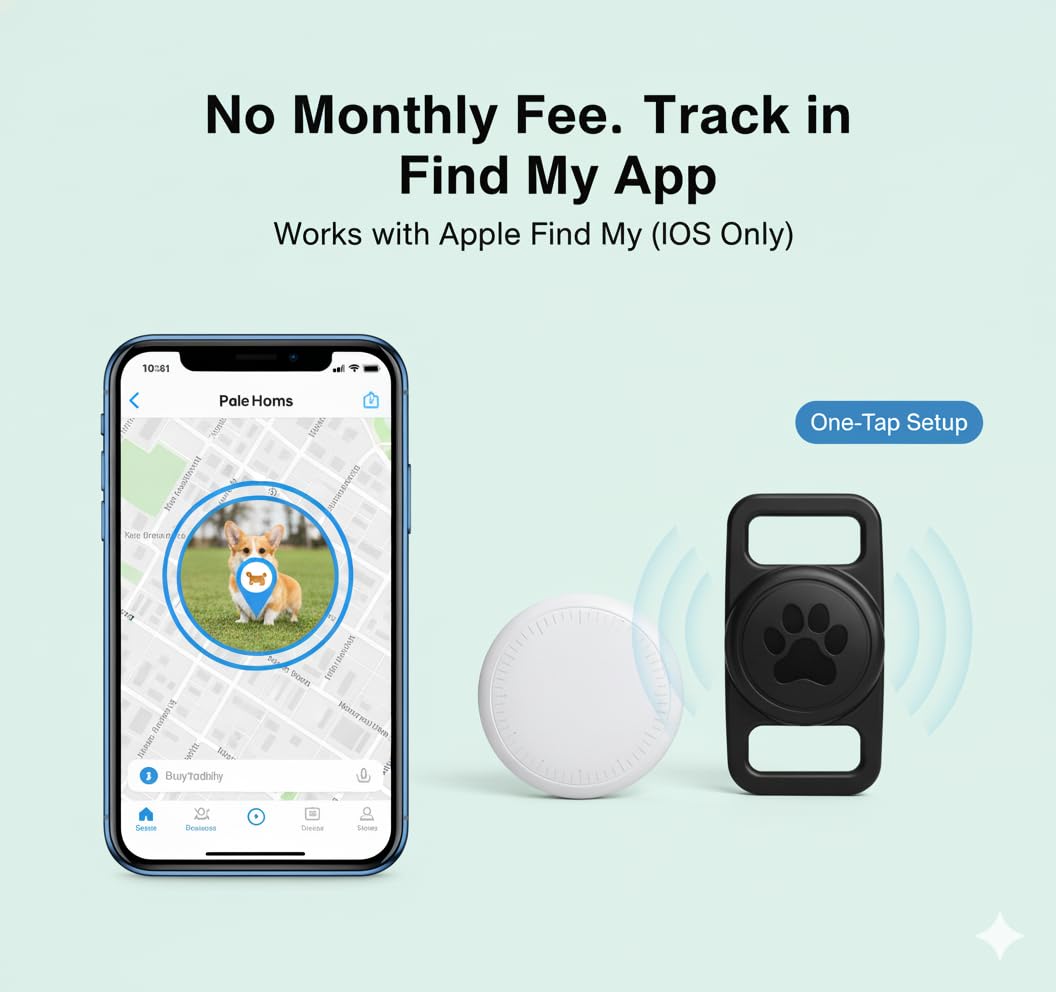 Smart Pet Location Tag with Holder – No Monthly Fee, Compatible with Apple Find My (iOS Only), Lightweight Anti-Lost Locator for Pets, Bags, and Personal Items thumbnail 3