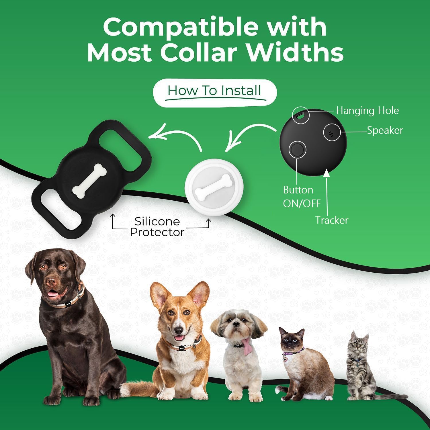 Smart Pet Tracker, Dog Tracker with Black Collar Holder, Smart Tag for Location Tracking, No Monthly Fee MFi Certificated, Work with Find My, GPS Tracker, iOS Only (Black) thumbnail 4