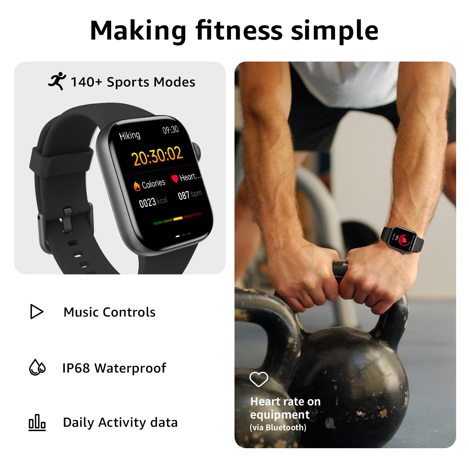 Smart Watch for Men Women Answer/Make Call, 1.85" Smartwatch, Fitness Watch with Heart Rate Blood Pressure Sleep Monitor, 140+Sports, IP68 Waterproof Step Counter Watch Compatible with Android IOS thumbnail 2