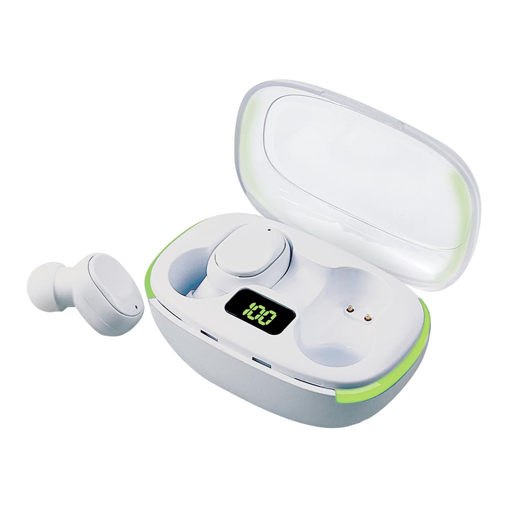Splashproof Bluetooth 5.3 TWS Earbuds with LED Display Charging Case, Touch Controls, 10mm Drivers, USB-C Fast Charging – 3 Gel Tip Sizes Included – QFX HP-E110 – White thumbnail 4
