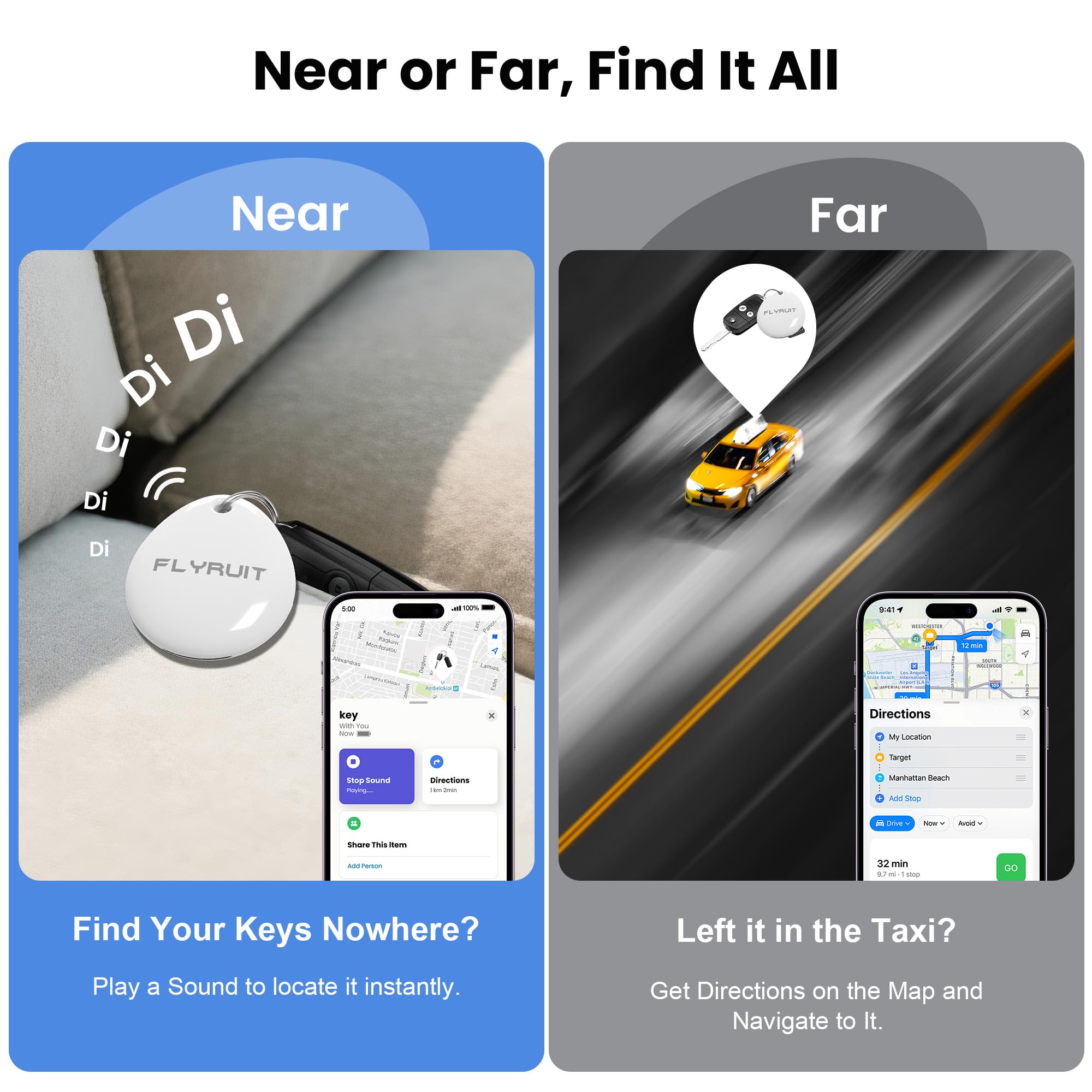 Tracker Tags 4-Pack for Apple Find My, Official MFi Certified, Smart Bluetooth Key Finder, Tracking Device for iPhone, Mini Finder Locator for Luggage, Backpack, Wallet, Bags, Dog, Pet, Camera, eBike thumbnail 4