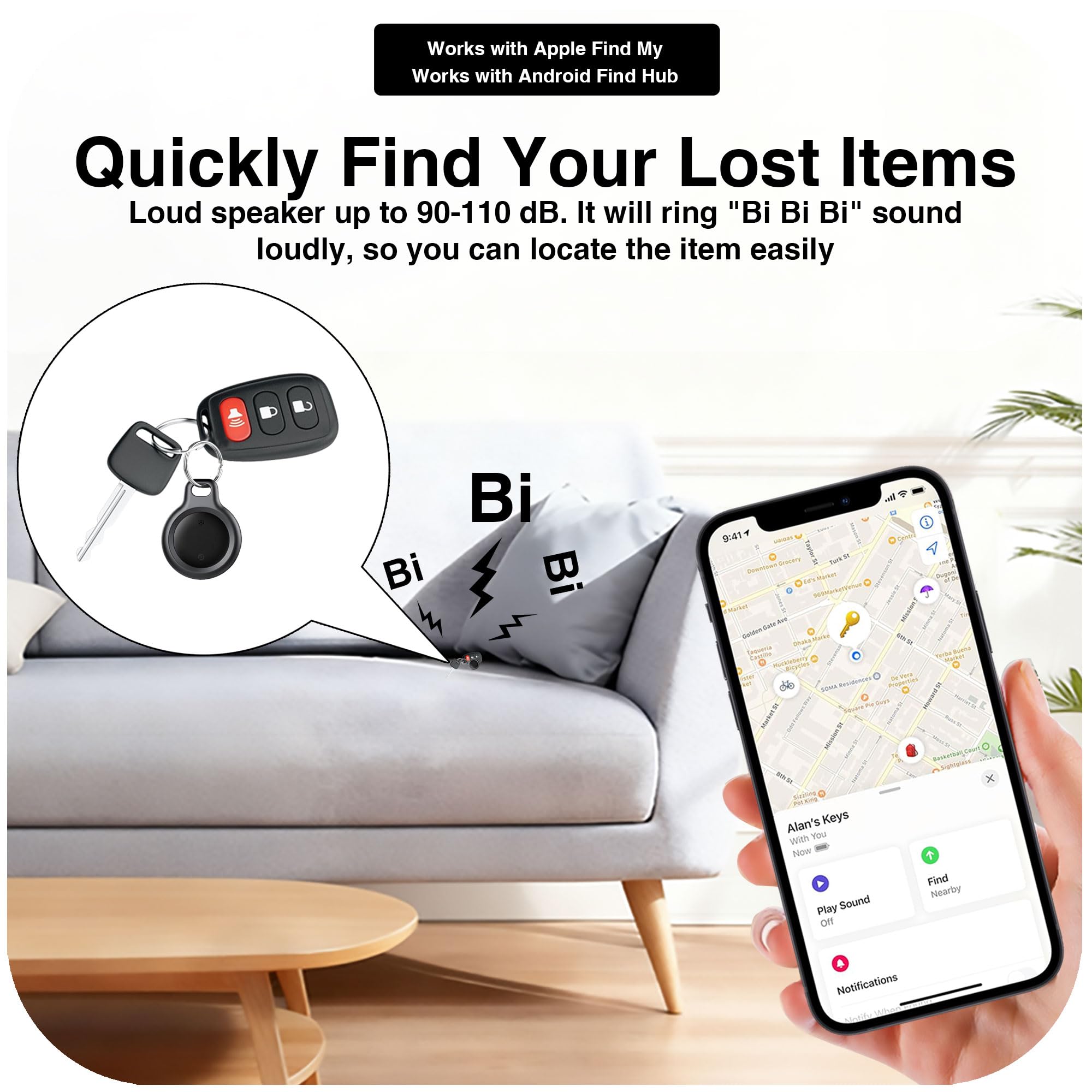 Wireless Bluetooth GPS Tracker – Smart Finder &amp; Hidden Tracking Device for Vehicles, Keys, Pets, Luggage – No Monthly Fee, Compatible with iOS &amp; Android by BlissfulTails (2 Pack) (Black) thumbnail 4