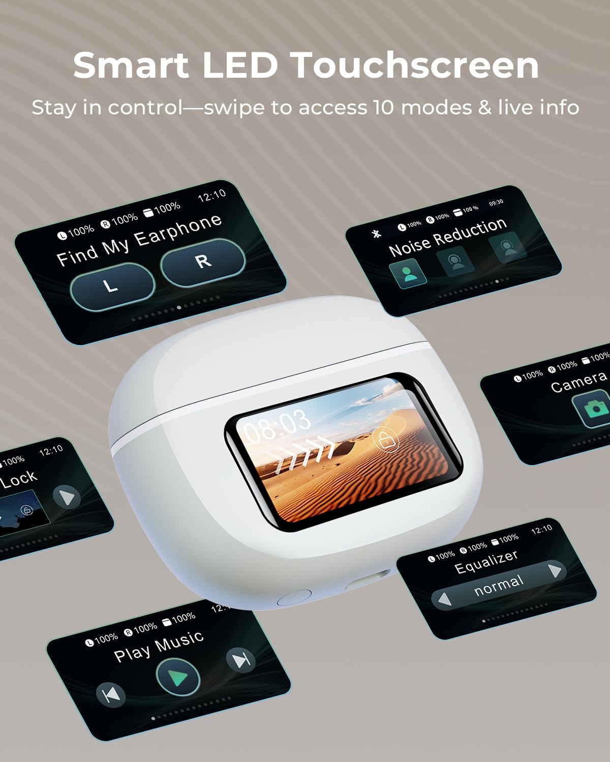 Wireless Earbuds, Ear Buds Active Noise Cancelling with Charging Case, 6.0 Bluetooth Earbuds with AI Clear Calls, 40H Playtime for Sports &amp; Working, Stereo Sound Headphones for iPhone/Android/iPad thumbnail 2