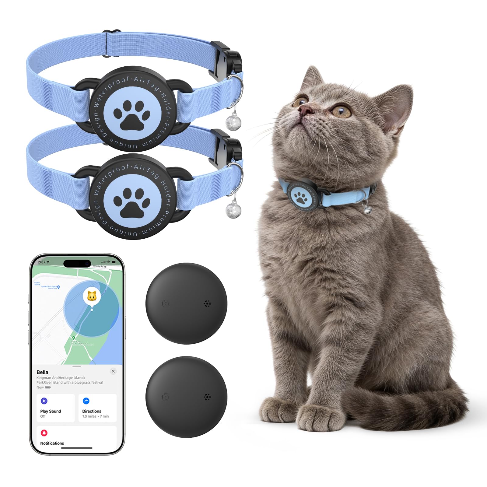 1 Pack GPS Cat Tracker Collar(iOS &amp; Android), Bluetooth Mini GPS Dog Tracker, Smart Pet Activity Tracker, No Monthly Fee, Work with Apple Find My &amp; Google Find Hub, Finder Tag for Pets,Items thumbnail 2