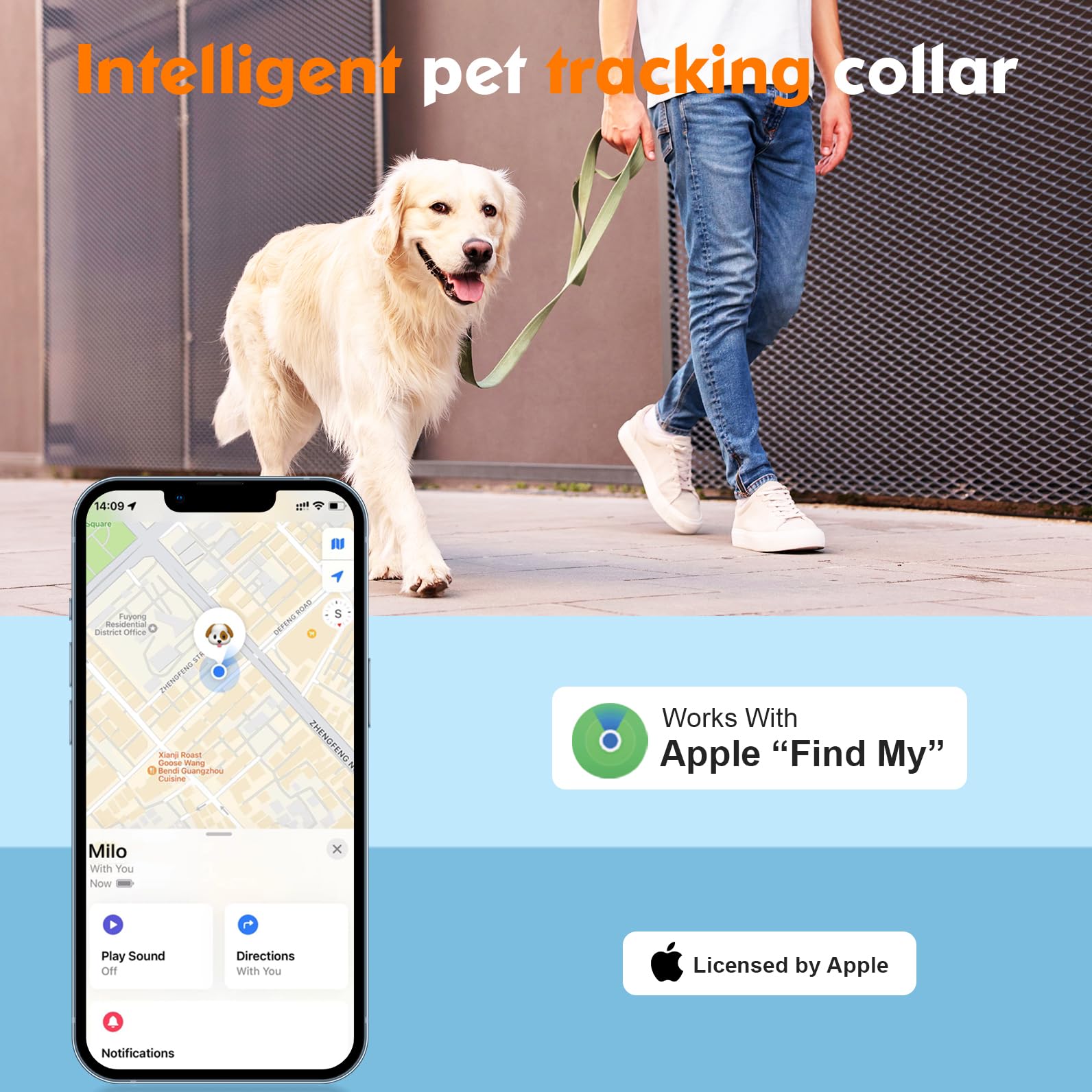 2-in-1 GPS Tracker for Dogs: Smart Collar with Real-Time Location, No Monthly Fee, Unlimited Range (iOS Only) GPS Tracker Dog Collar- Ideal for Small, Medium Large Dogs(Tracker Included) (Brown) thumbnail 3