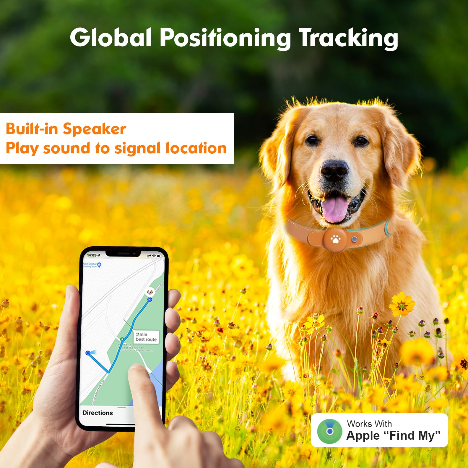 2-in-1 GPS Tracker for Dogs: Smart Collar with Real-Time Location, No Monthly Fee, Unlimited Range (iOS Only) GPS Tracker Dog Collar- Ideal for Small, Medium Large Dogs(Tracker Included) (Brown) thumbnail 4