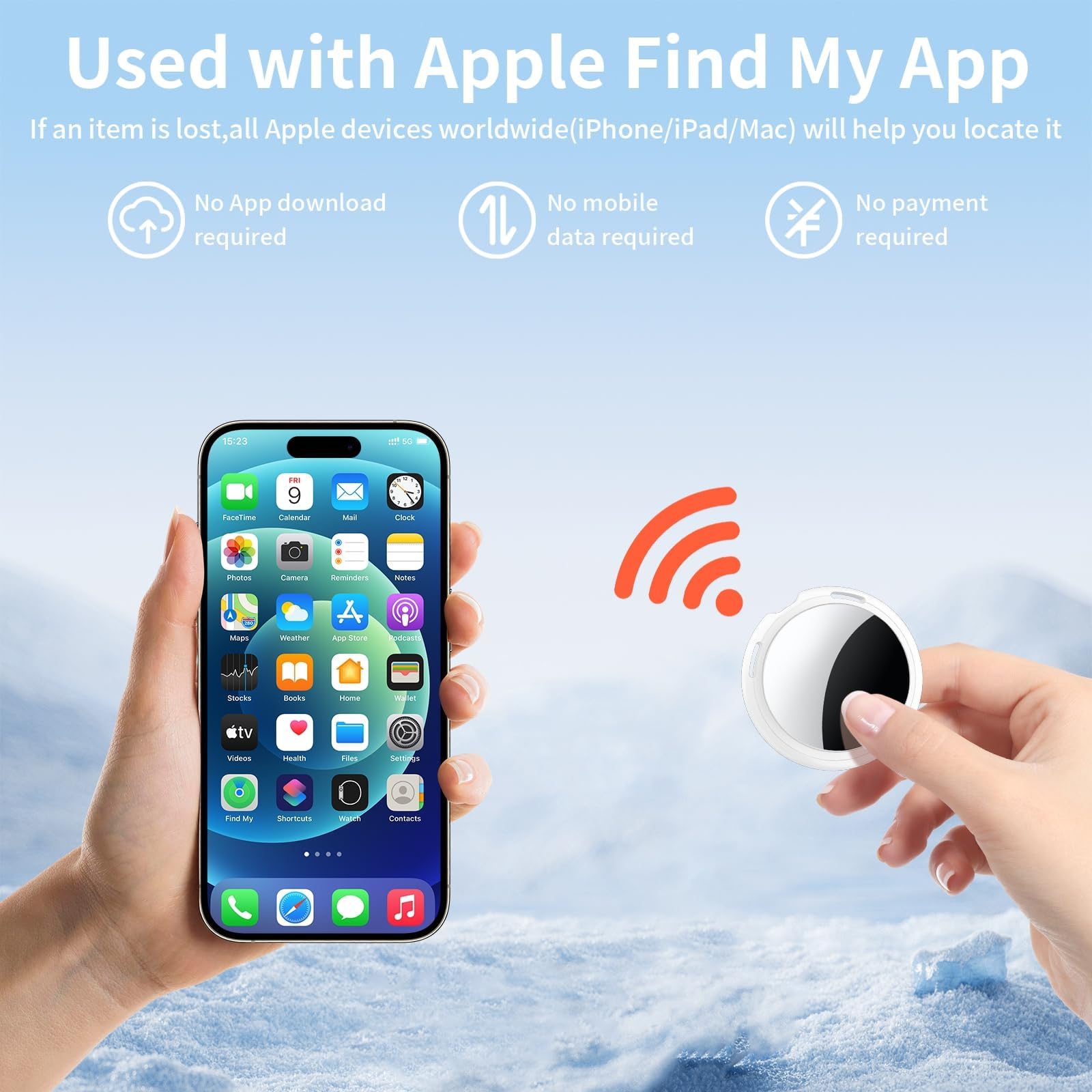 2 Pack Tracker Tags [Apple MFi Certified] Pair with Apple Find My (iOS Only) Bluetooth Air Smart Tags Key Finder Item Locator Waterproof Finder Worldwide Tracking for Pets Wallet Backpack Dogs Luggage thumbnail 4