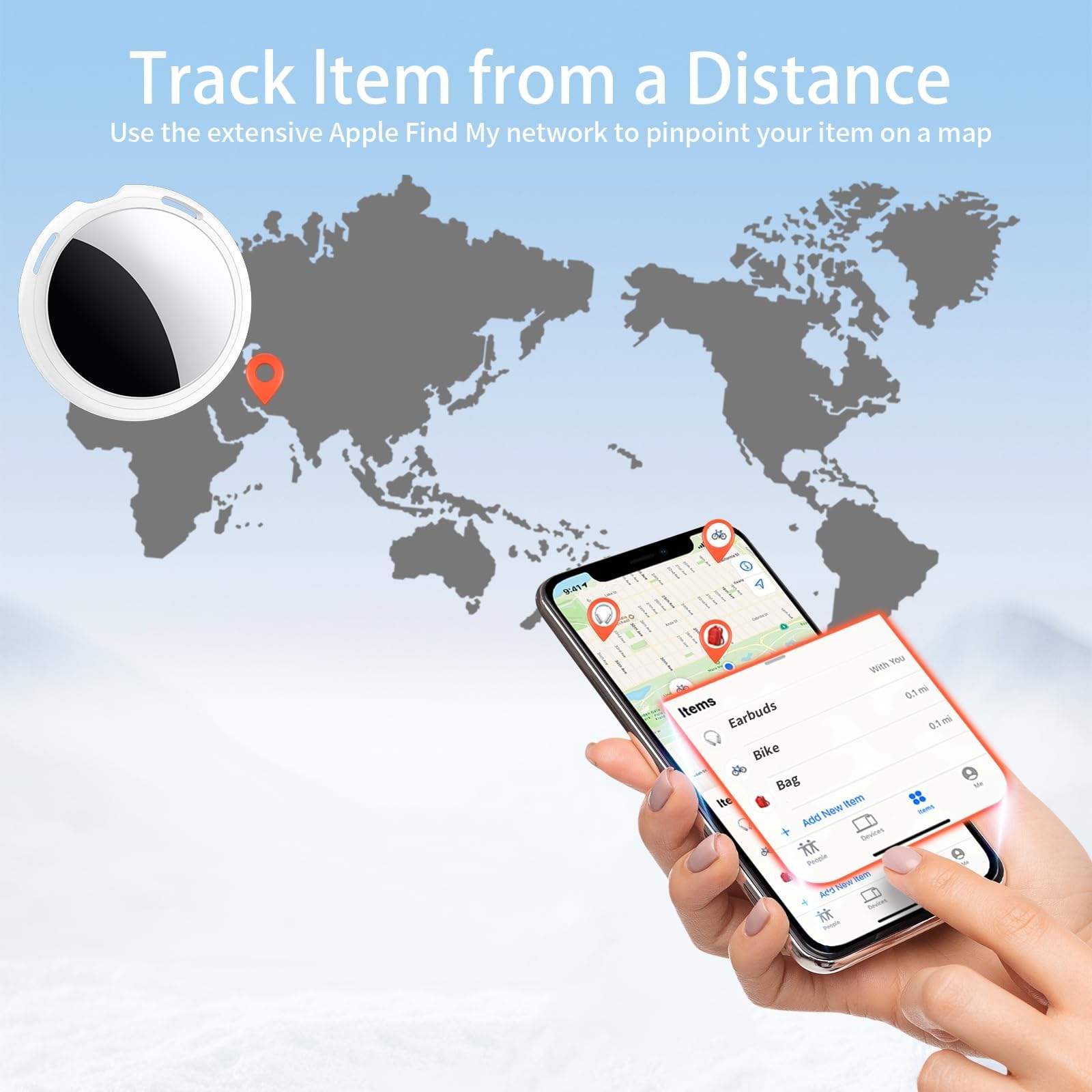2 Pack Tracker Tags [Apple MFi Certified] Pair with Apple Find My (iOS Only) Bluetooth Air Smart Tags Key Finder Item Locator Waterproof Finder Worldwide Tracking for Pets Wallet Backpack Dogs Luggage thumbnail 5
