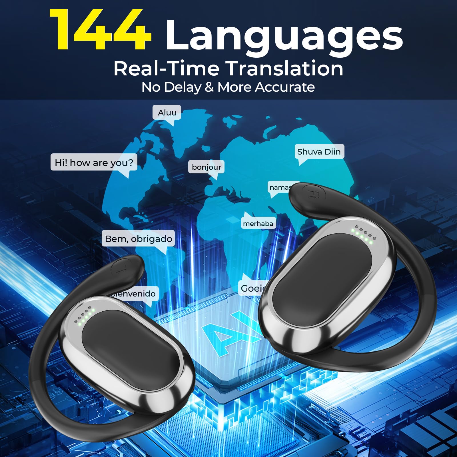 ANVOSED 144-Language Translation Earbuds for Android/iPhone with APP, 5-in-1 AI Translator Earbuds Real Time with Translation thumbnail 2