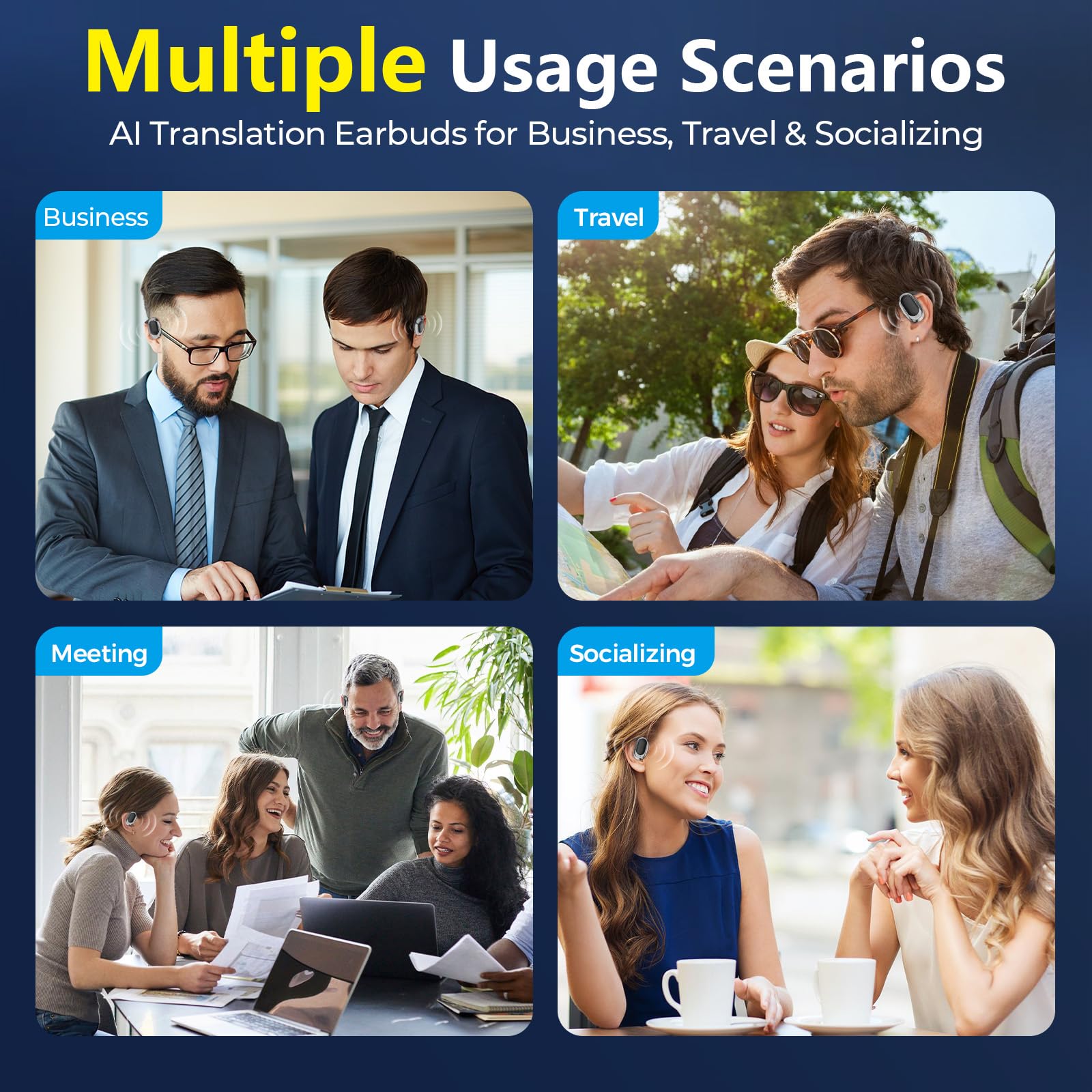 ANVOSED 144-Language Translation Earbuds for Android/iPhone with APP, 5-in-1 AI Translator Earbuds Real Time with Translation thumbnail 5