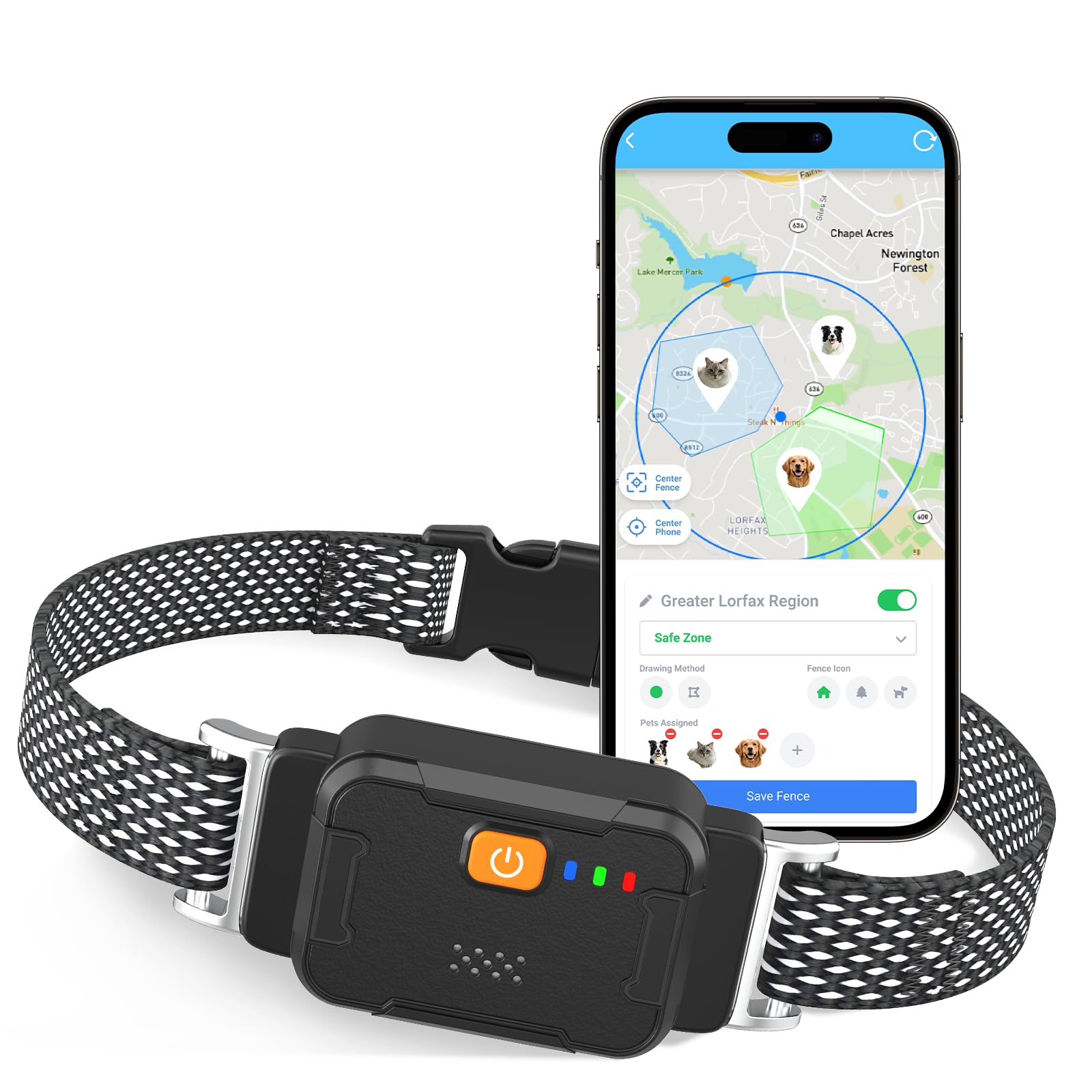 AOZOOM Electric Dog Fence, Wireless Fence Dog Collar, Smart GPS Dog Fence, GPS Pet Tracker with App-Supported, Custom Irregular Geo-Fences, Pet Locator-Black thumbnail 2