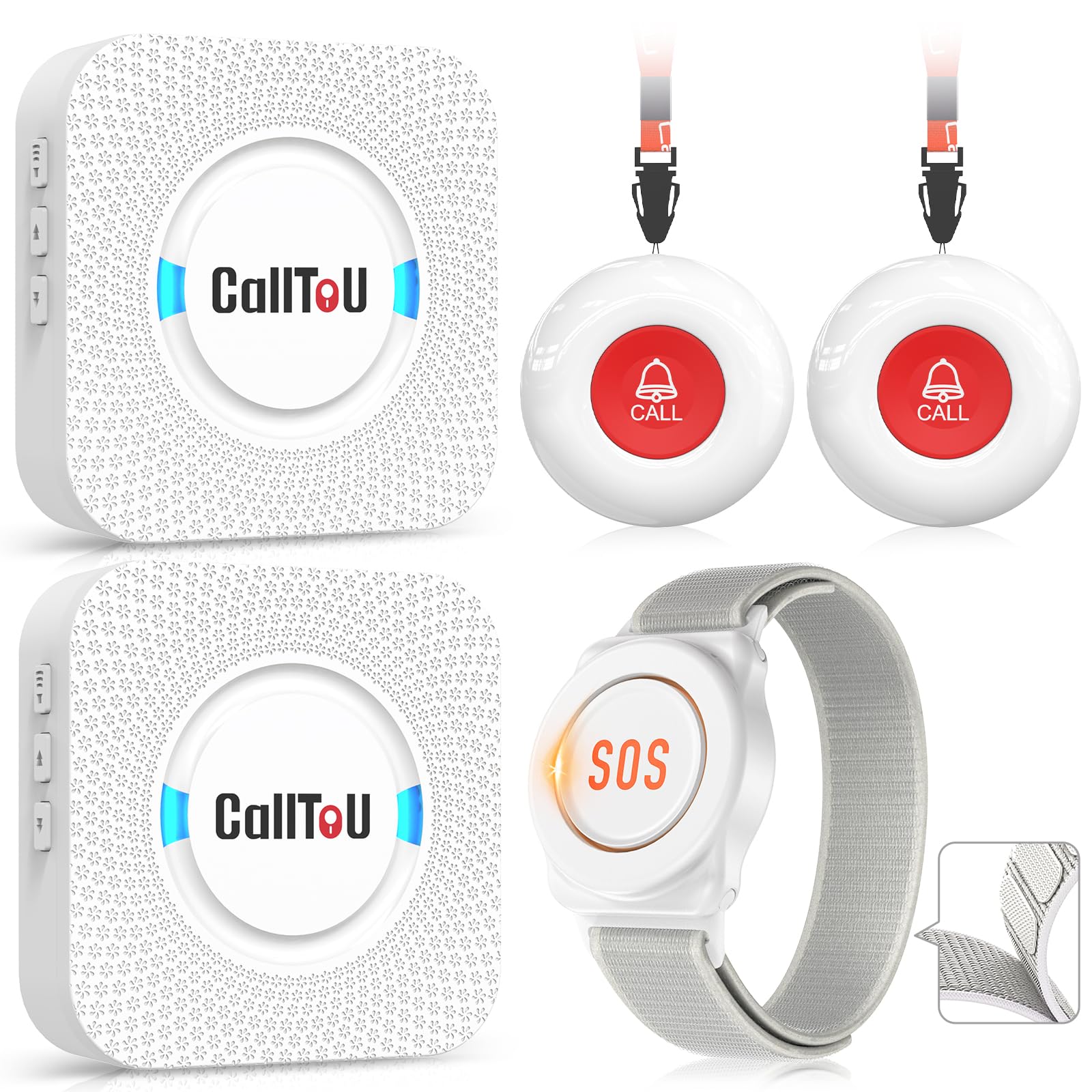 CallToU Caregiver Pager Wireless Call Button Nurse Alert System 500+ Feet for Home/Elderly/Patient/Disabled 2 Plugin Receiver 1 Waterproof Transmitter thumbnail 3