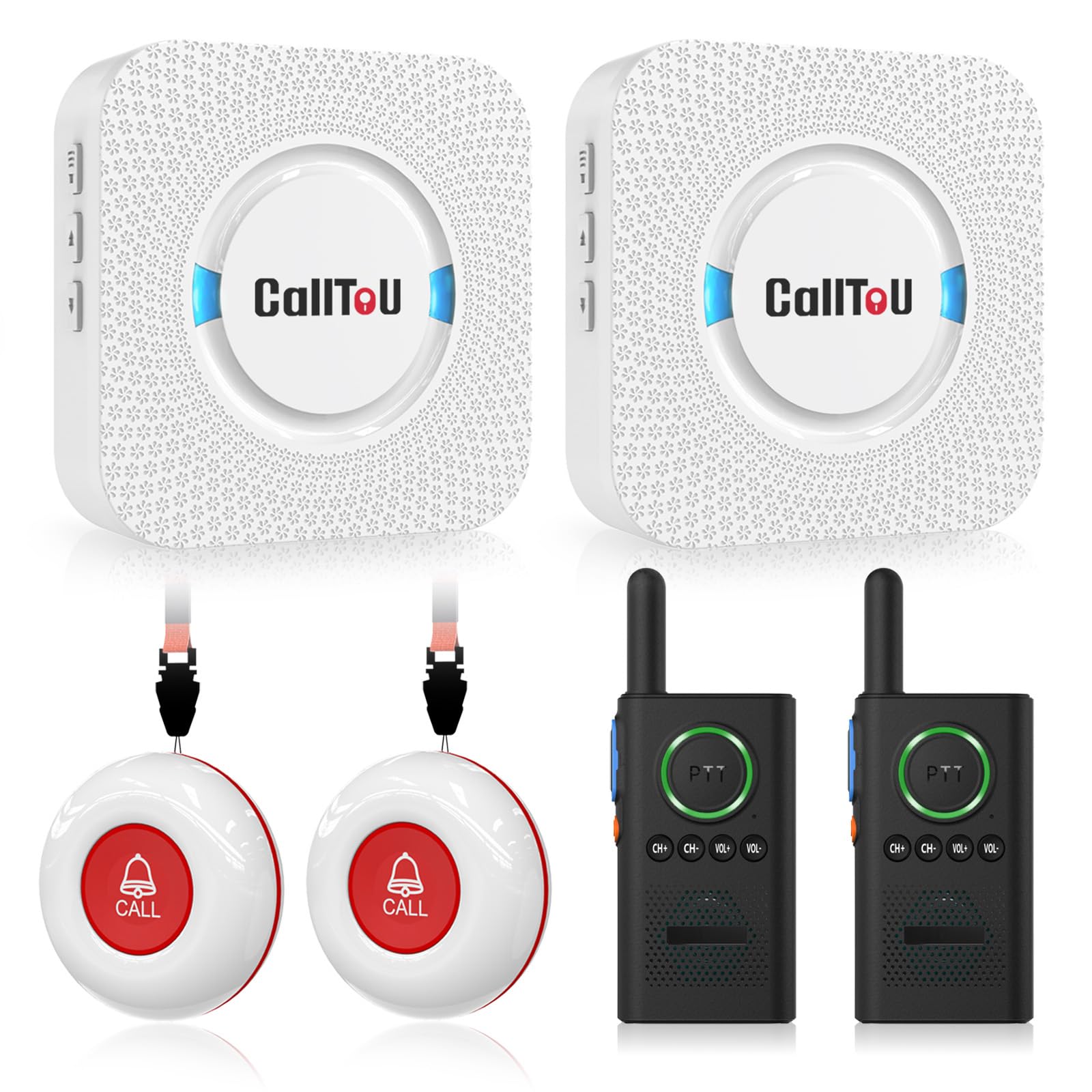 CallToU Wireless Caregiver Pager Smart Call System 2 SOS Call Buttons/Transmitters 2 Receivers Nurse Calling Alert Patient Help System for Home/Personal Attention Pager 500+Feet Plugin Receiver thumbnail 3