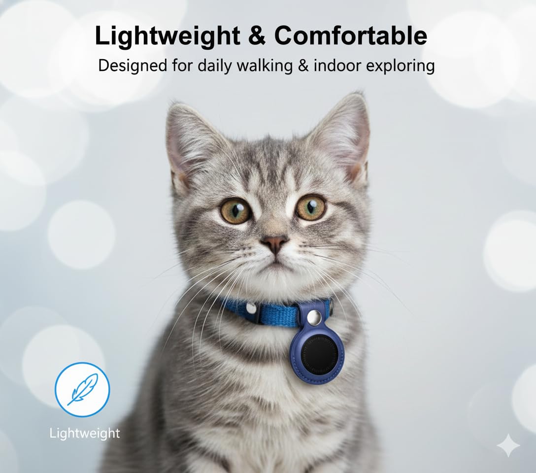 Clip-On Pet Location Tag with Holder – Compatible with Apple Find My (iOS Only), Anti-Lost Hanging Design, Lightweight &amp; Water-Resistant Case for Cats, Collars, Bags (Blue) thumbnail 5