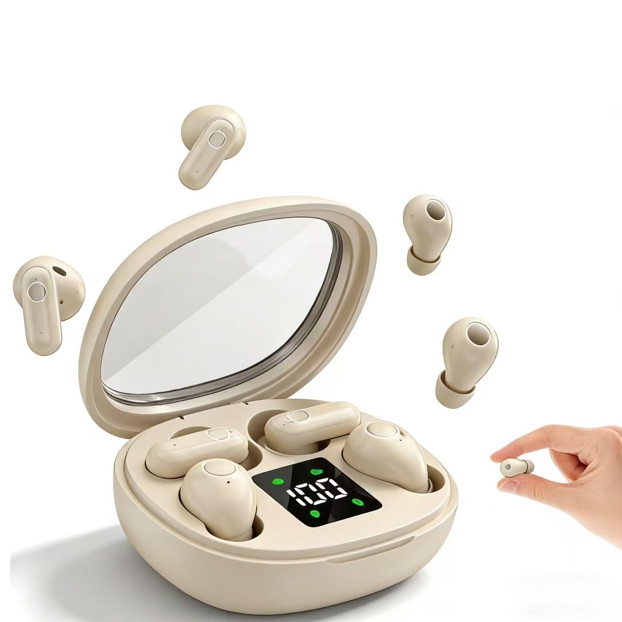 CUAUUO Mini Wireless Sleep Earbuds for Small Ears – Invisible, Low Profile Sleep &amp; Work Earbuds, Tiny Discreet in-Ear Headphones, Discreet in-Ear Earphones for Small Ear Canals (Skin) thumbnail 2