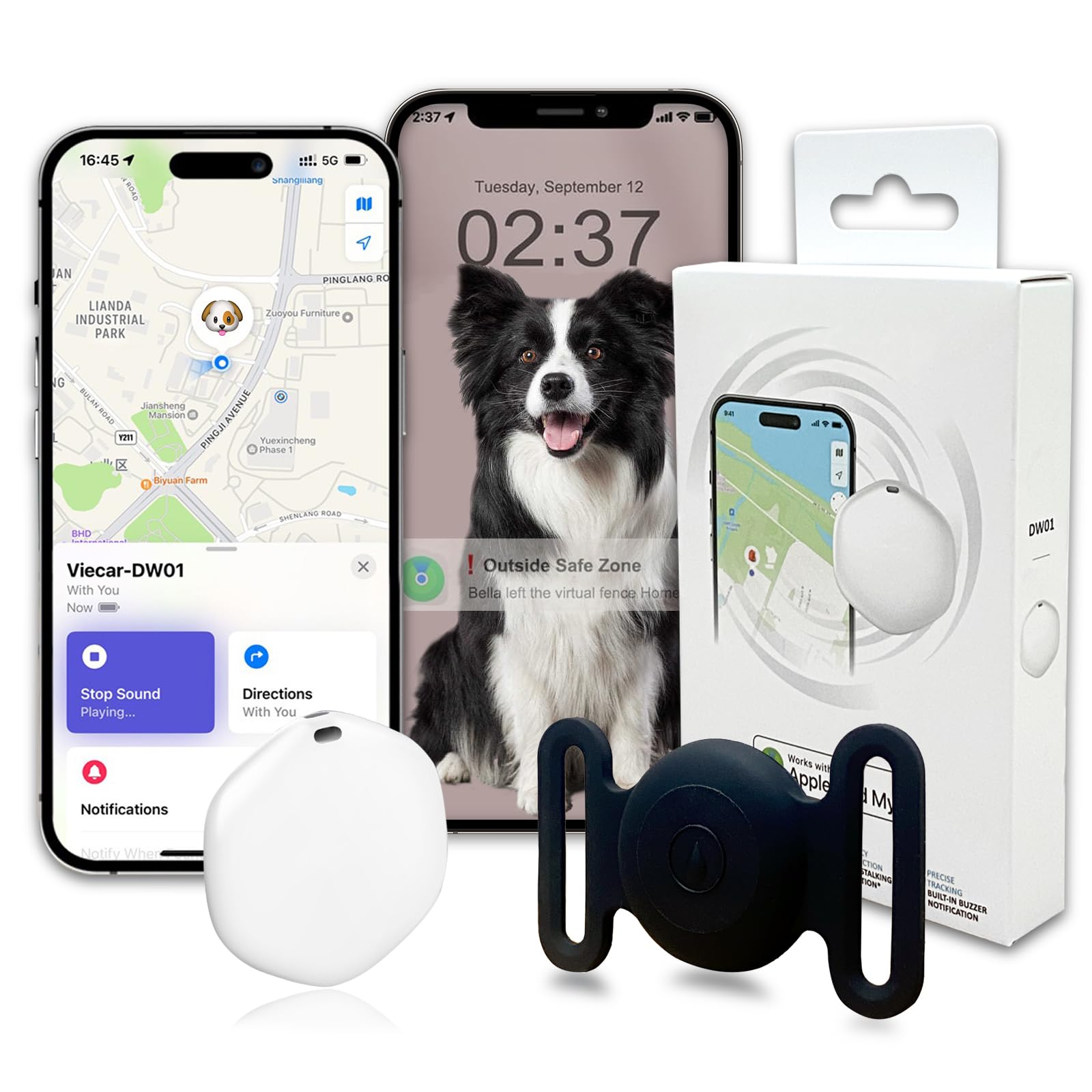 GPS Tracker for Dogs, Mini GPS Pet Tracker with Silicone Cover, IPX8 Waterproof GPS Tracker for Kids,No Monthly Fee,Work with Apple Find My(iOS Only),Dog Tracker Finder Tracker Pets-Pink-6 thumbnail 3