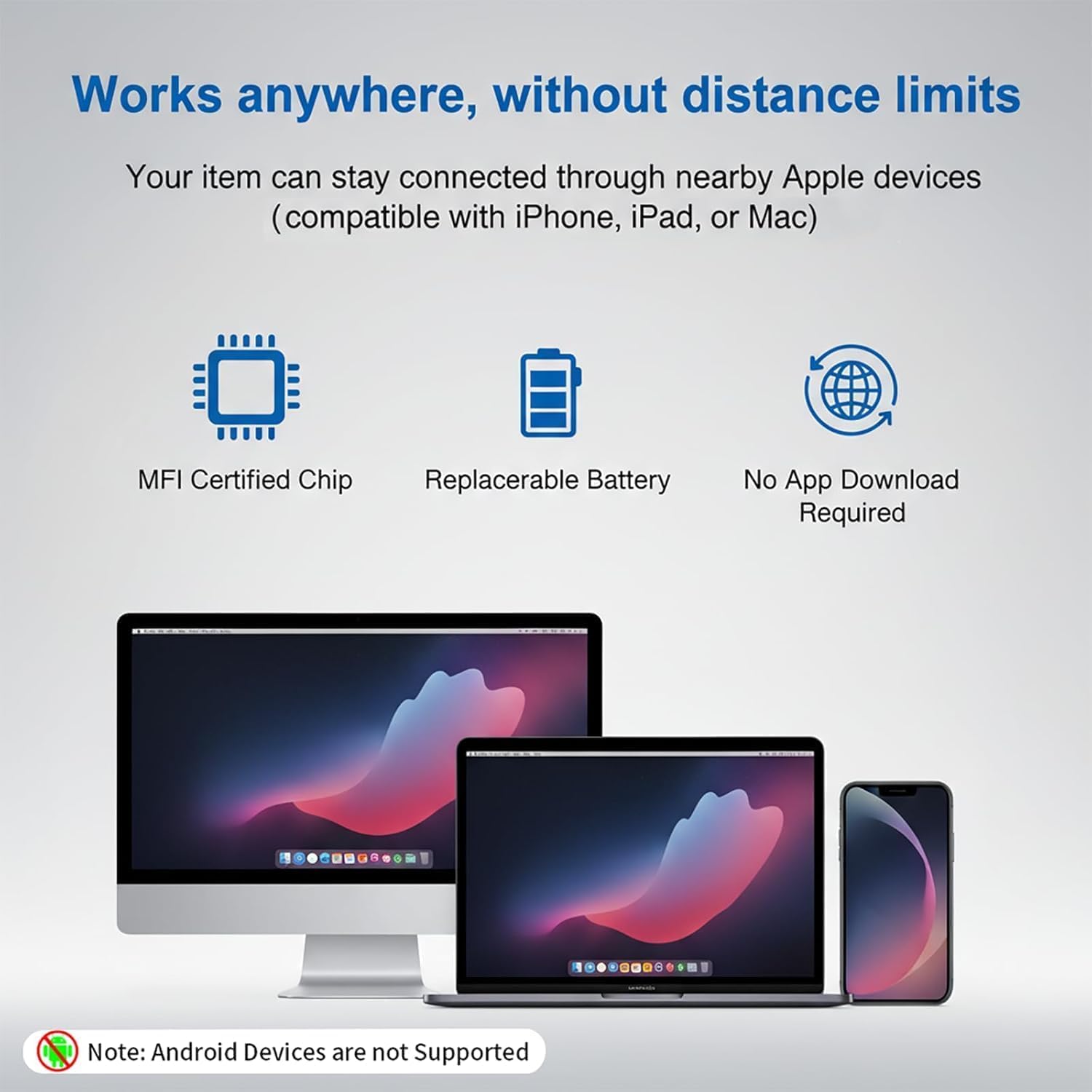 GPS Tracker for Vehicles Work with Apple Find My (iOS Only)Mini Magnetic GPS Tracking Devices Hidden Car Locator with Replaceable Battery Waterproof Tracker Tag for Cars Bikes Key Pets No Subscription thumbnail 3