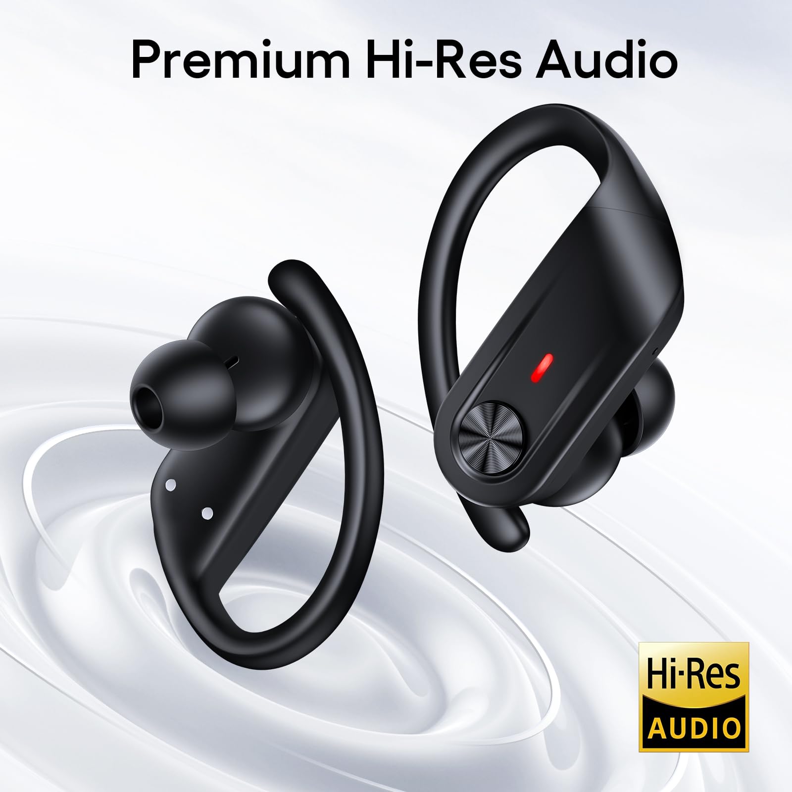 Hybrid Active Noise Cancelling Wireless Earbuds 80 Hrs Playtime Hi-Res Stereo Sound Bluetooth Headphones with Transparency Mode Ear Buds with Earhooks ANC Sports Earphones for Workout Running Travel thumbnail 3