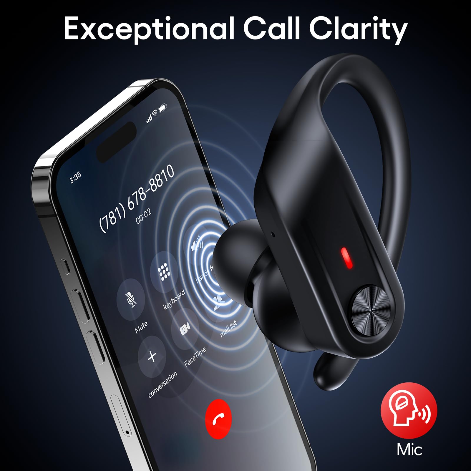 Hybrid Active Noise Cancelling Wireless Earbuds 80 Hrs Playtime Hi-Res Stereo Sound Bluetooth Headphones with Transparency Mode Ear Buds with Earhooks ANC Sports Earphones for Workout Running Travel thumbnail 5