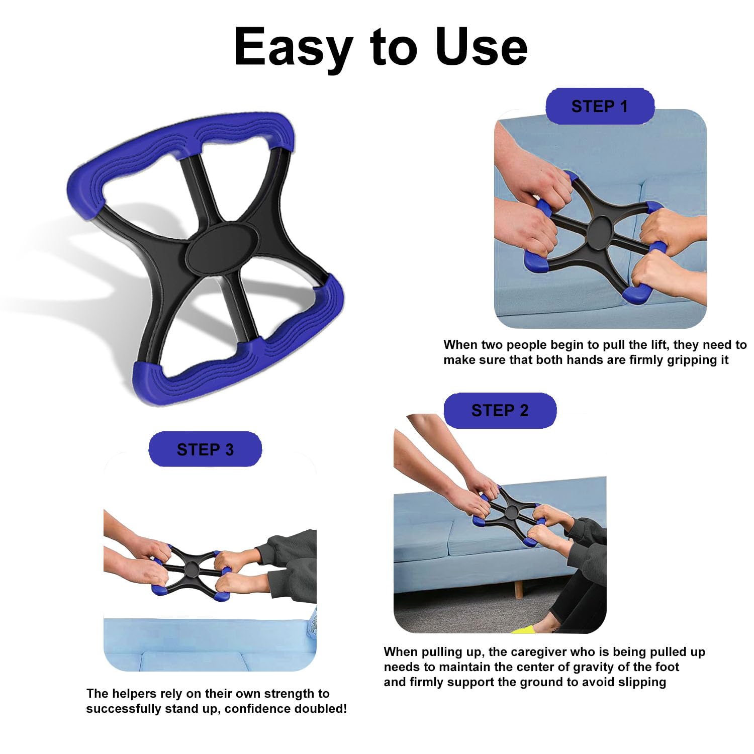 Liberty Lift Standing Aid for Elderly, Portable Lift Aid Bar with No-Slip Grip Handles to Transfer Elderly,Senior,Patient,Disabled Assists Caregiver or Nurse from Floor Standing Aids &amp; Supports Gifts thumbnail 4