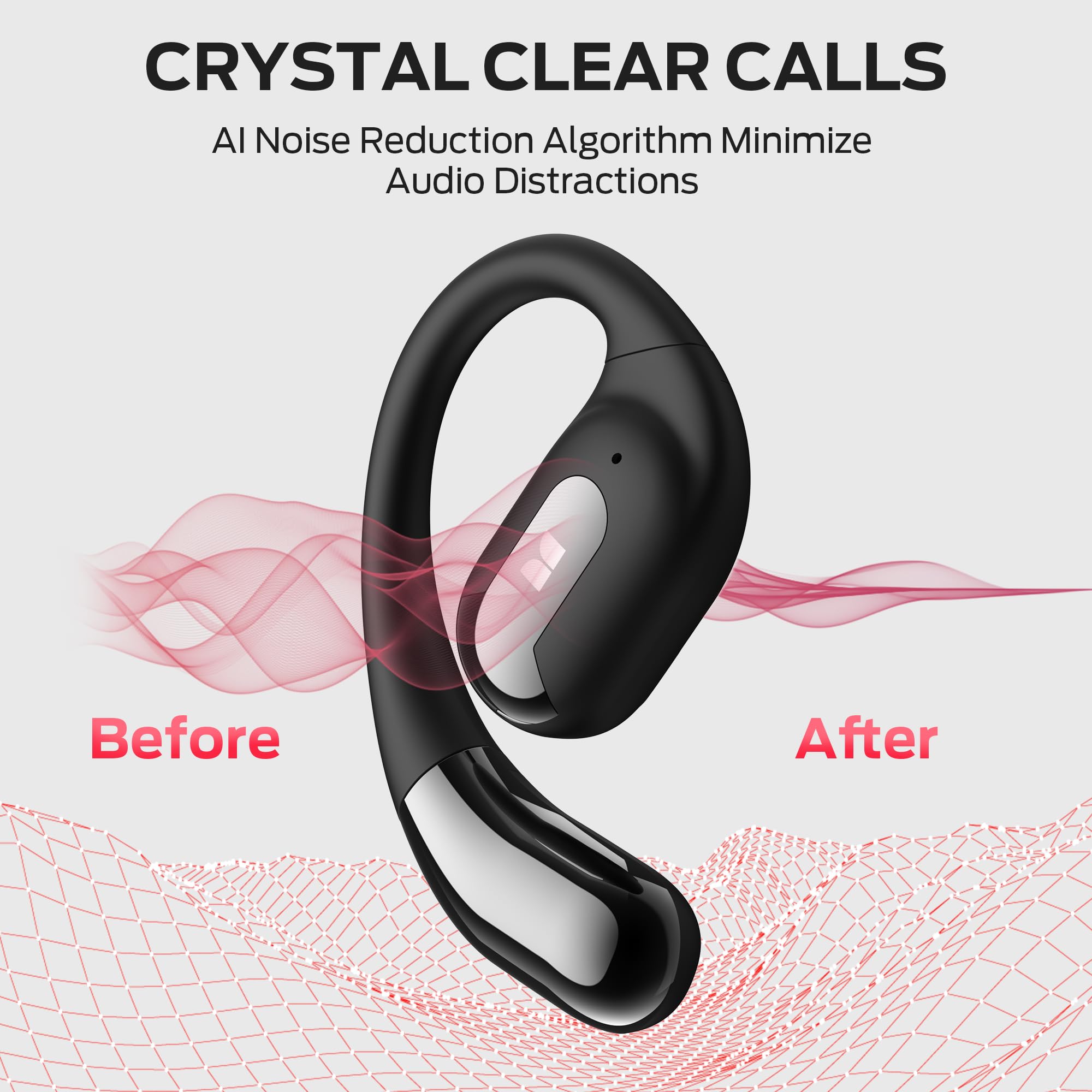 Monster AC317 Open Ear Headphones, Wireless Stereo Sound, Bluetooth 5.4 Technology, 24H Playback Battery, Crystal Clear Calls, Type-C Charging, Touch Control, Sweat Resistant Wireless Earbuds thumbnail 4