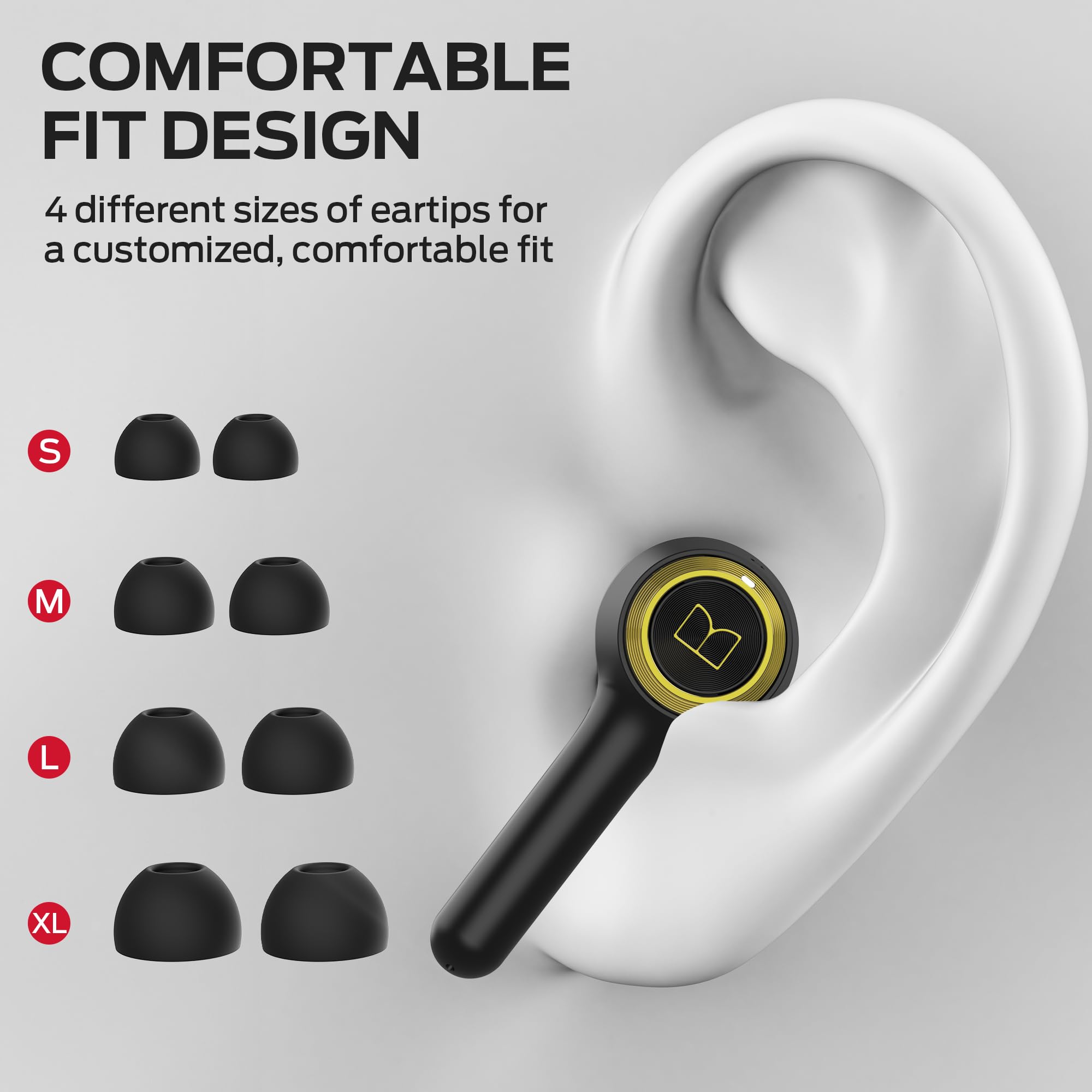 Monster Clarity 102 Plus Wireless Earbuds, Bluetooth Headphones with HiFi Stereo, 4 ENC Mic for Crystal Clear Call, 30H Playtime, Type-C Charging, IPX6 Waterproof in-Ear Ear Buds for Sports (Gold) thumbnail 4
