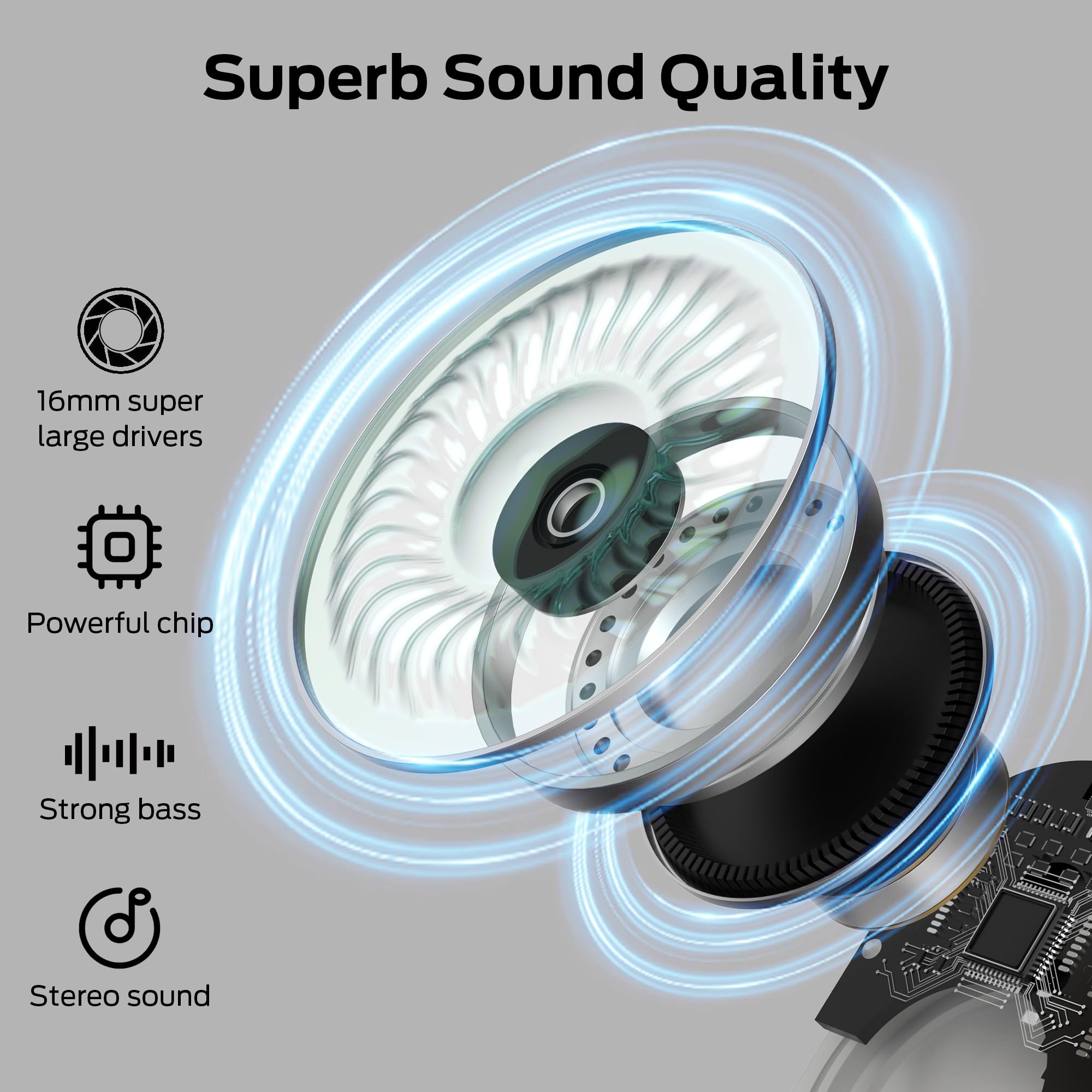 Monster Open Free AC100 Open Ear Bluetooth 5.3 Headphones, Wireless Earbuds with Earhooks, Immersive Stereo Sound by 16mm Large Driver, Clear Calls, 30H Playtime, for Workout, White thumbnail 3