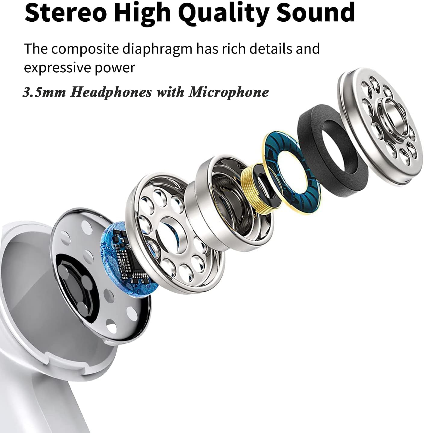 Mswkeou Wired Earbuds with Microphone, HD Stereo &amp; Deep Bass, Noise Isolating in-Ear Headphones for Gym, Running, Workouts, Calls - Compatible with All 3.5mm Jack Devices, 2 Pack (Black &amp; White) thumbnail 4