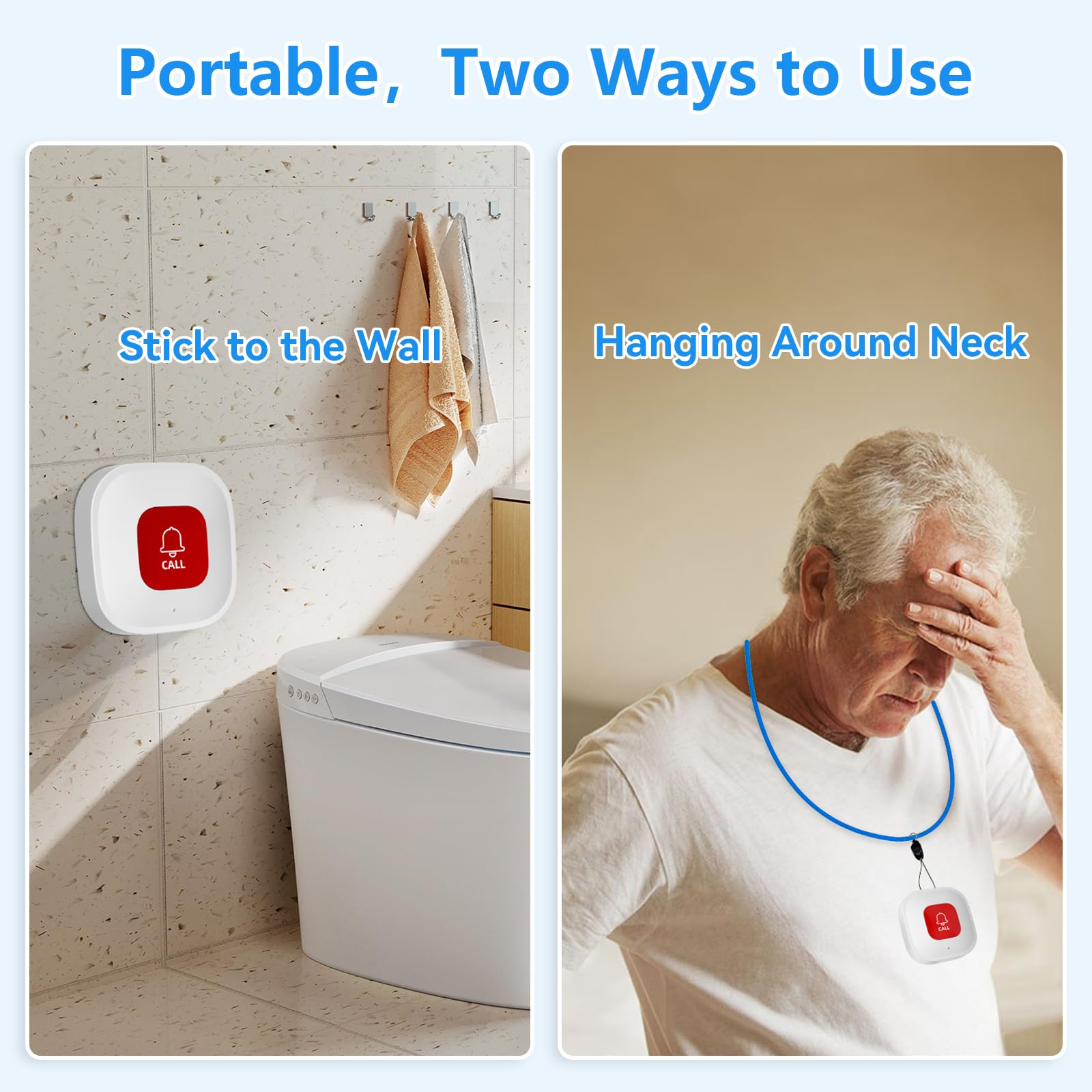 PILSAMAS WiFi Caregiver Call Button for Elderly at Home w App Notification, Elderly Monitoring, Caregiver Pager, Medical Alert Device for Seniors No Monthly Fee, Alert Button for Seniors at Home thumbnail 4