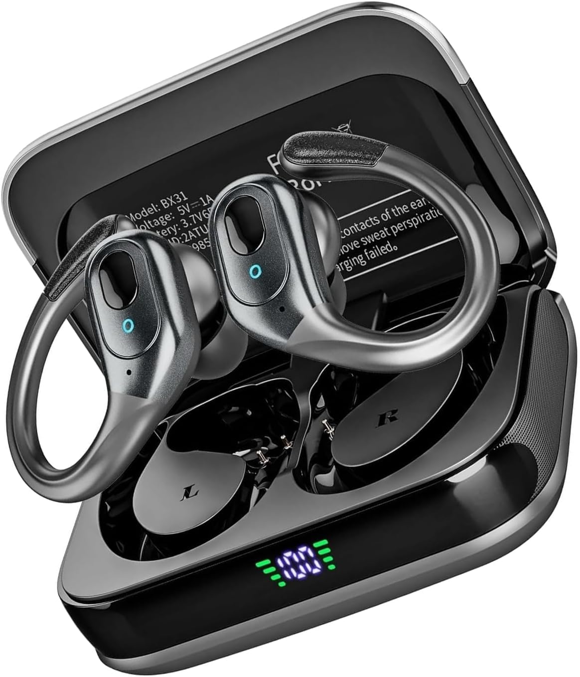 sajawass Wireless Earbuds, Sports Bluetooth Headphones, 75Hrs Playtime Ear Buds with LED Power Display, Noise Canceling Headset, IPX7 Waterproof Earphones for Workout/Running thumbnail 2