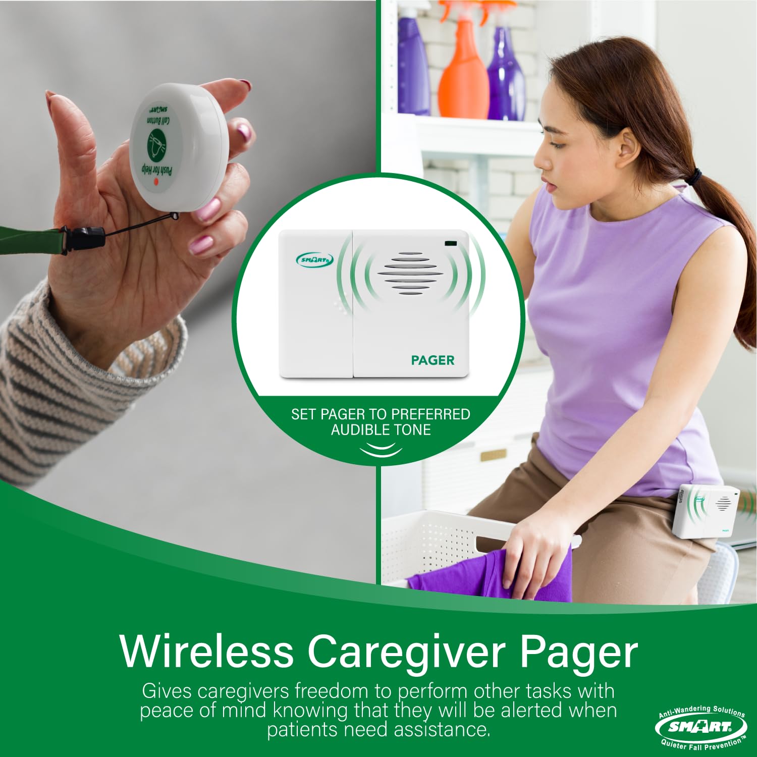 Smart Caregiver Pager System with 2 Call Buttons for Elderly Assistance, Fall Prevention, and Nurse Calling | Wearable Wireless Pager for Patient Help at Home | USA-Based Company and Customer Support thumbnail 3