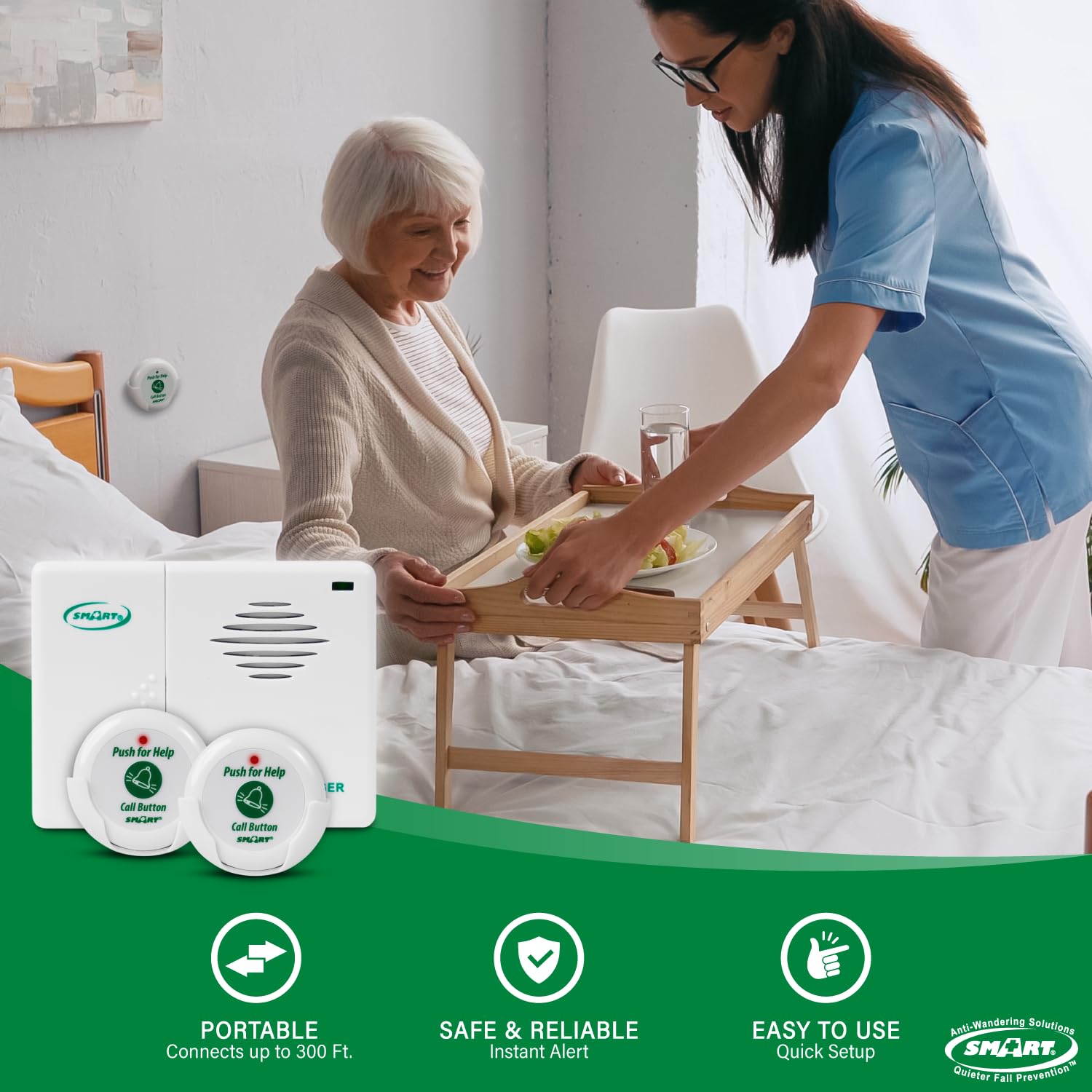 Smart Caregiver Pager System with 2 Call Buttons for Elderly Assistance, Fall Prevention, and Nurse Calling | Wearable Wireless Pager for Patient Help at Home | USA-Based Company and Customer Support thumbnail 4