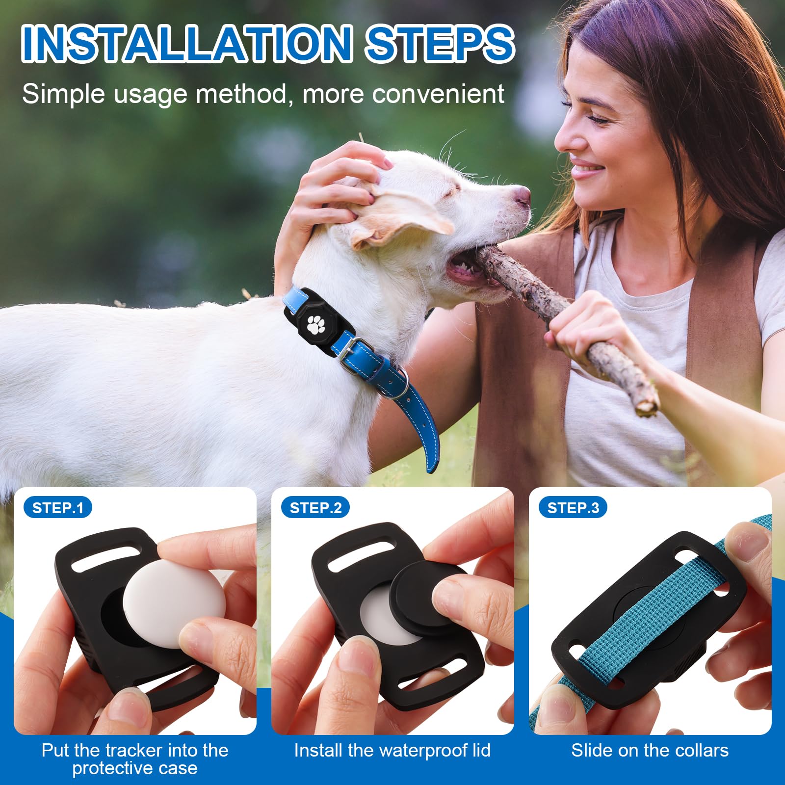 Smart Pet Tracker for Collar - Dog Trackers Pet Location Tracker with Holder, No Monthly Fee, Compatible with Apple Airtag Find My (iOS Only, Not for Android), Anti-Lost Device for Pets, Bag Straps thumbnail 5