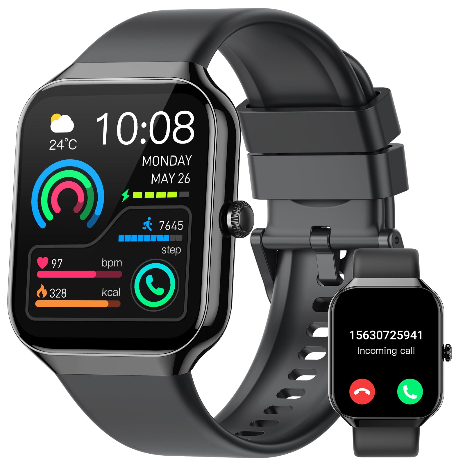 Smart Watch for Men Women Heart Rate/Sleep Monitor/Pedometer/Calories, 2026 New Fitness Watch with 113+ Sport Modes, IP68 Waterproof for Android iOS Black thumbnail 4