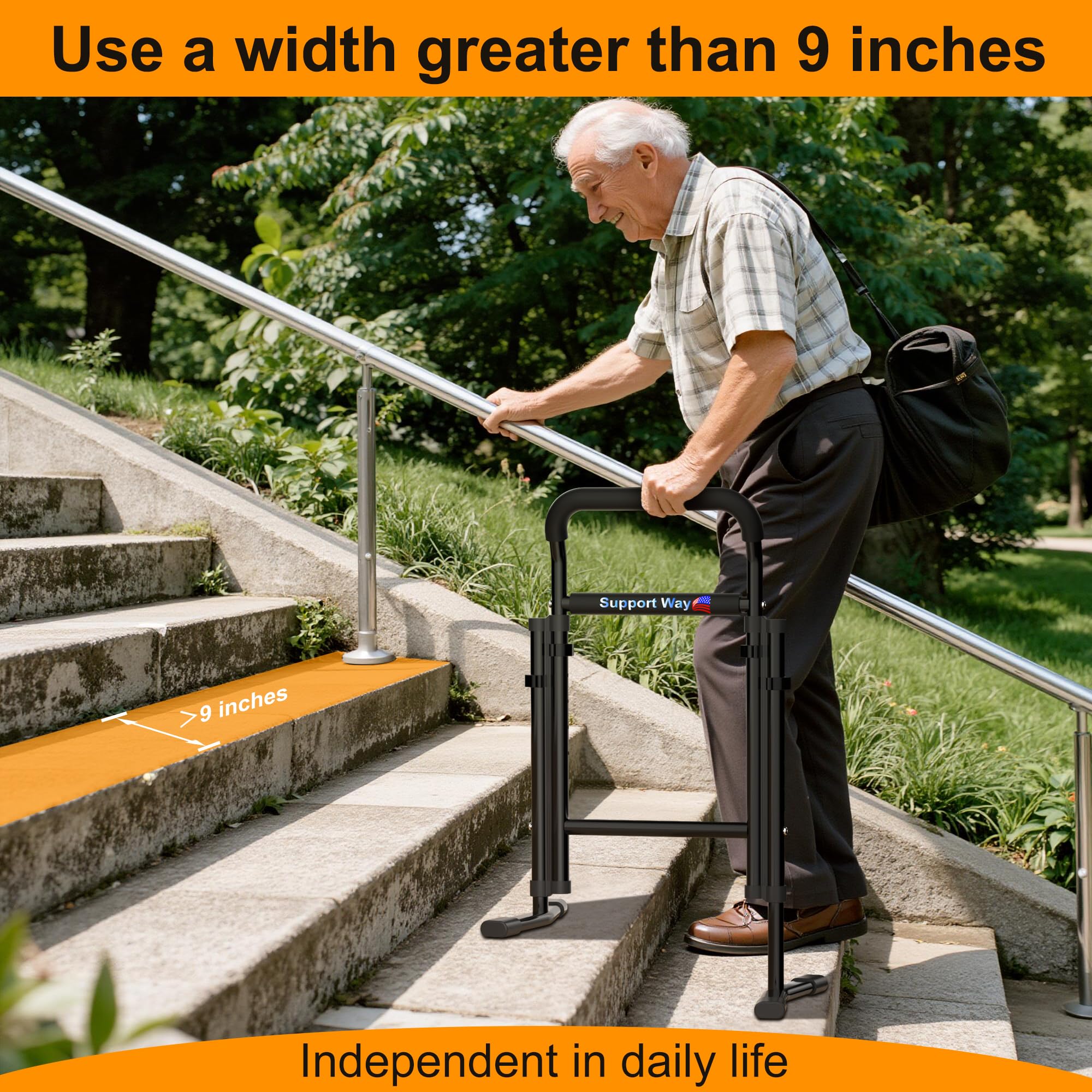 Support Way Stand and Sit Assist Device for Elderly, 2-in-1 Mobility Aid for Couch &amp; Stairs, Adjustable Standing Cane with Wide Base, Lift Assist for Chair, Bed, Toilet- 450 Capacity thumbnail 4