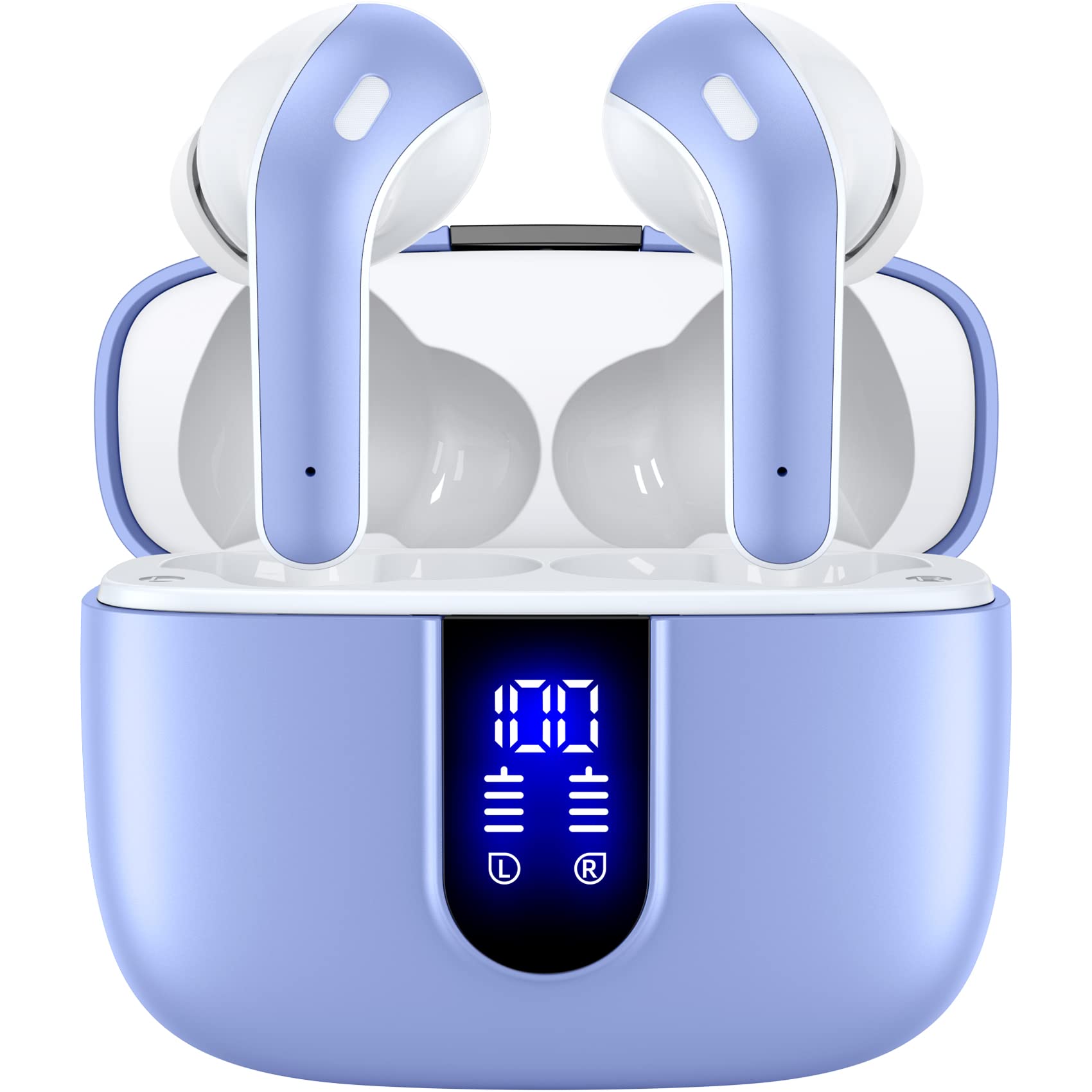 TAGRY Bluetooth Headphones True Wireless Earbuds 60H Playback LED Power Display Earphones with Wireless Charging Case IPX5 Waterproof in-Ear Ear buds with Mic for TV Smart Phone Laptop Computer Sports thumbnail 4