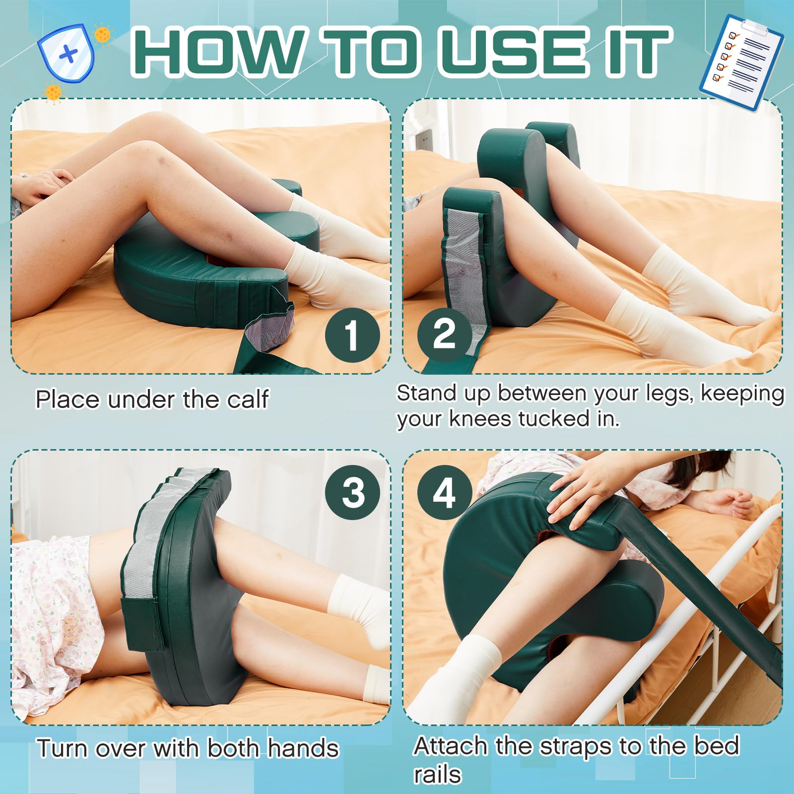 TrelaCo 2 Pcs Bedridden Patient Turning Device Set, Including 1 Turning Pillow and 1 Turning Belt, Prevent Muscle Atrophy for Elderly Seniors Disability Prevention Bed Sore Aid Care(Navy Blue) thumbnail 5