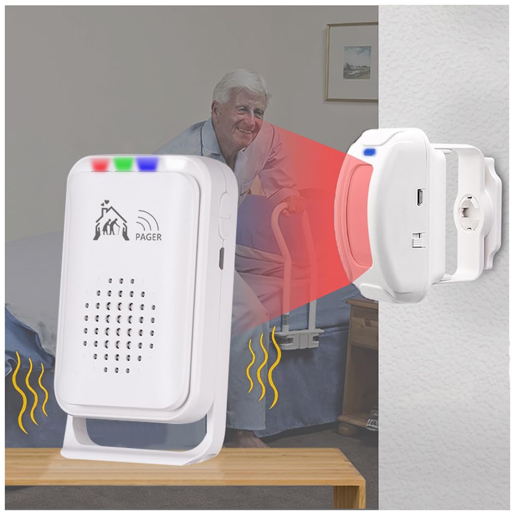 Upgraded Version Bed Sensor Alarm and Fall Prevention for Elderly/Dementia and More,Caregiver Pager Motion Sensor Alert with 5 Volume Level,Bed Alarm for Elderly Adults Wireless thumbnail 2