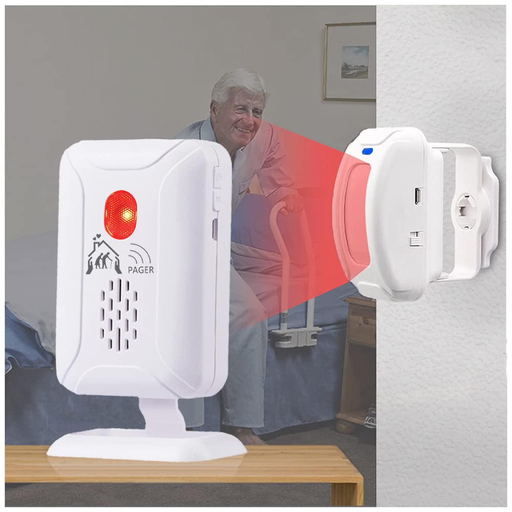 Upgraded Version Bed Sensor Alarm and Fall Prevention for Elderly/Dementia and More,Caregiver Pager Motion Sensor Alert with 5 Volume Level,Bed Alarm for Elderly Adults Wireless image 1