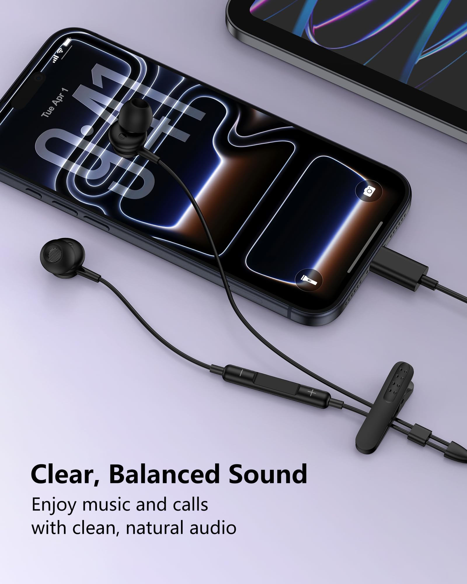 USB C Wired Headphones for Samsung Galaxy S25 A17, Wired Earbuds USBC with Microphone Ear Buds for iPhone 17 16 Pro Max Air, in-Ear Earphones Wired for Apple, Pixel 10 Pro XL 9 Moto Android in-Ear thumbnail 5