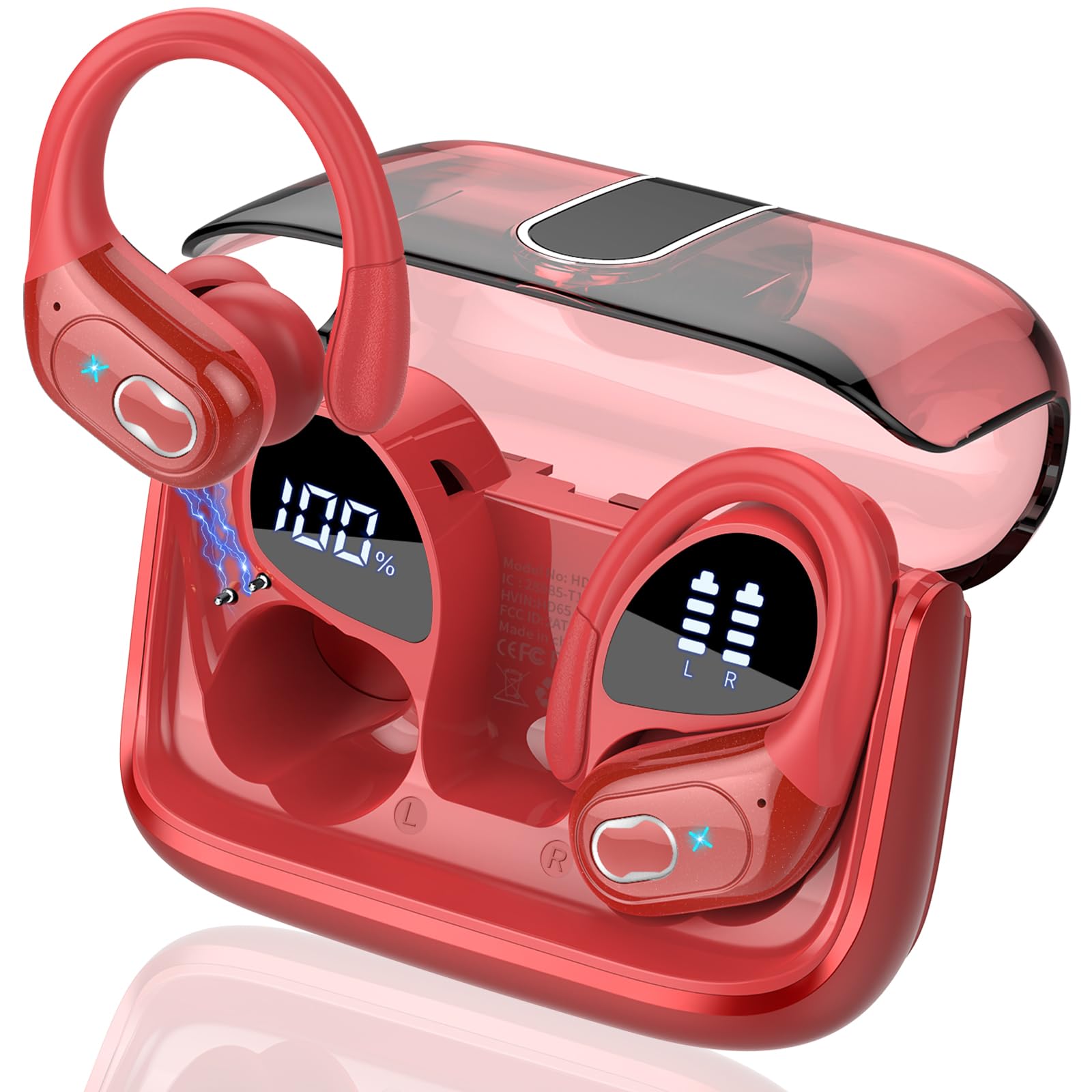 Wireless Earbuds 75hrs Bluetooth 5.4 Headphone Sport, 2025 Bluetooth Earbuds Stereo Deep Bass Over Ear Bud with Earhooks, ENC Noise Cancelling Mic, IPX7 Waterproof Earphone for Workout/Running thumbnail 2